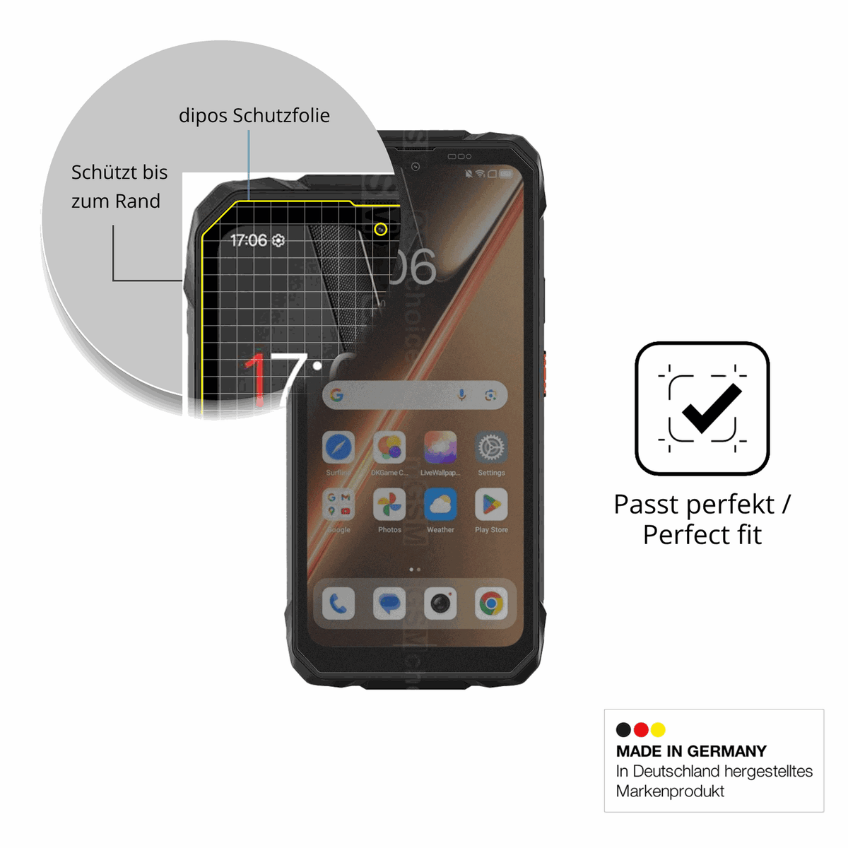 Schutz gegen Kratzer auf dem Blackview Rock 1 Pro Glas durch Schlüssel oder Ähnliches