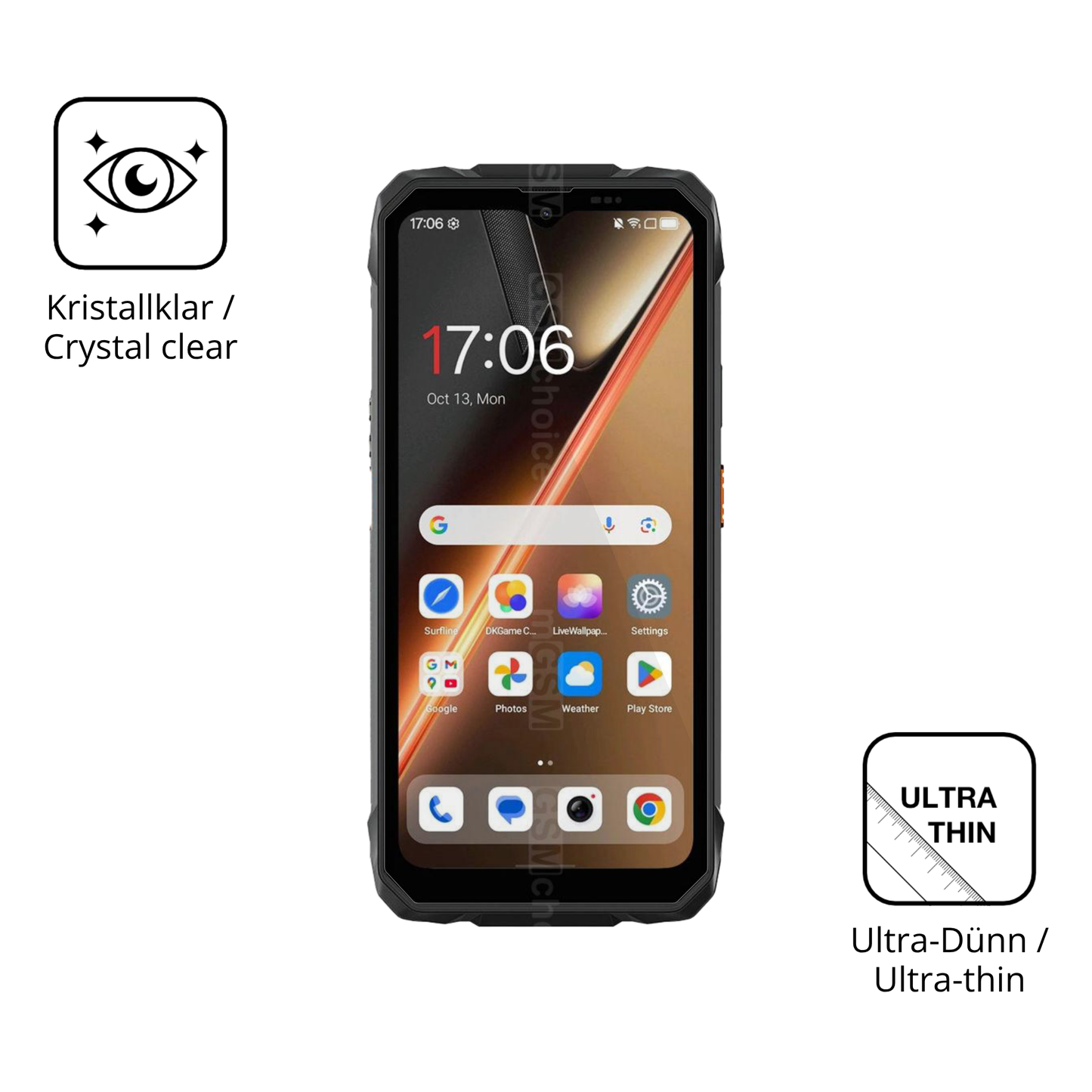 Dünne und klare Folie passend zugeschnitten für Blackview Rock 1 Pro