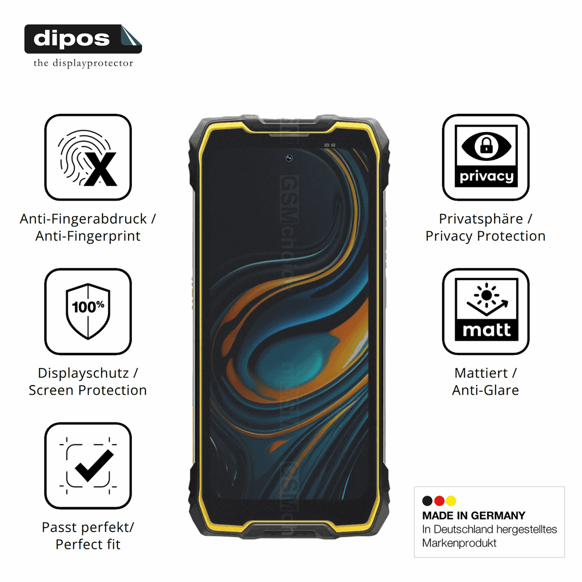 Privatsphäre-Schutz durch Sichtschutz-Folie passend zugeschnitten für Blackview Rock 2 Pro