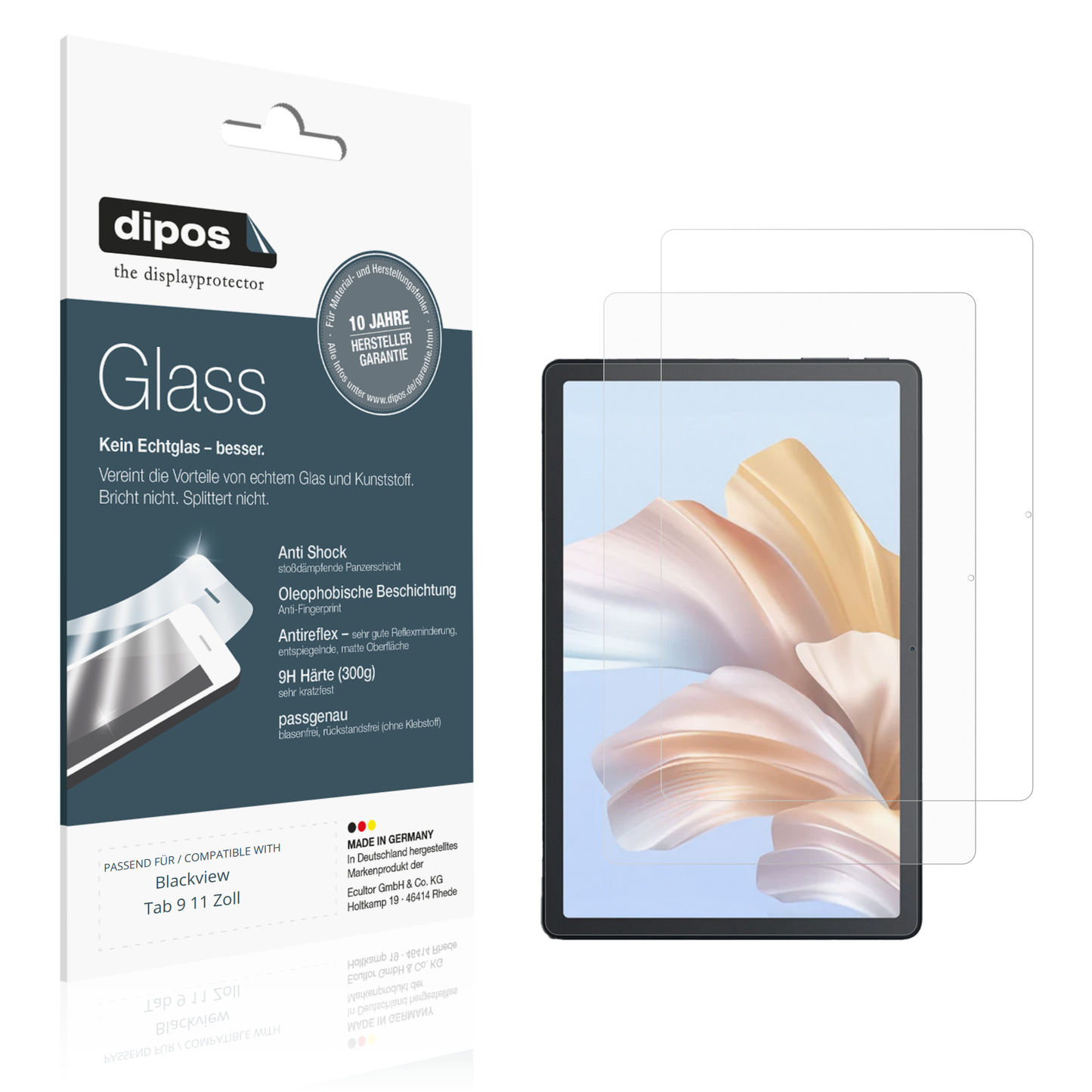 Matte Displayschutzfolie von dipos passend für Blackview Tab 9 11 Zoll, 9H kratzfest und blasenfrei montiert