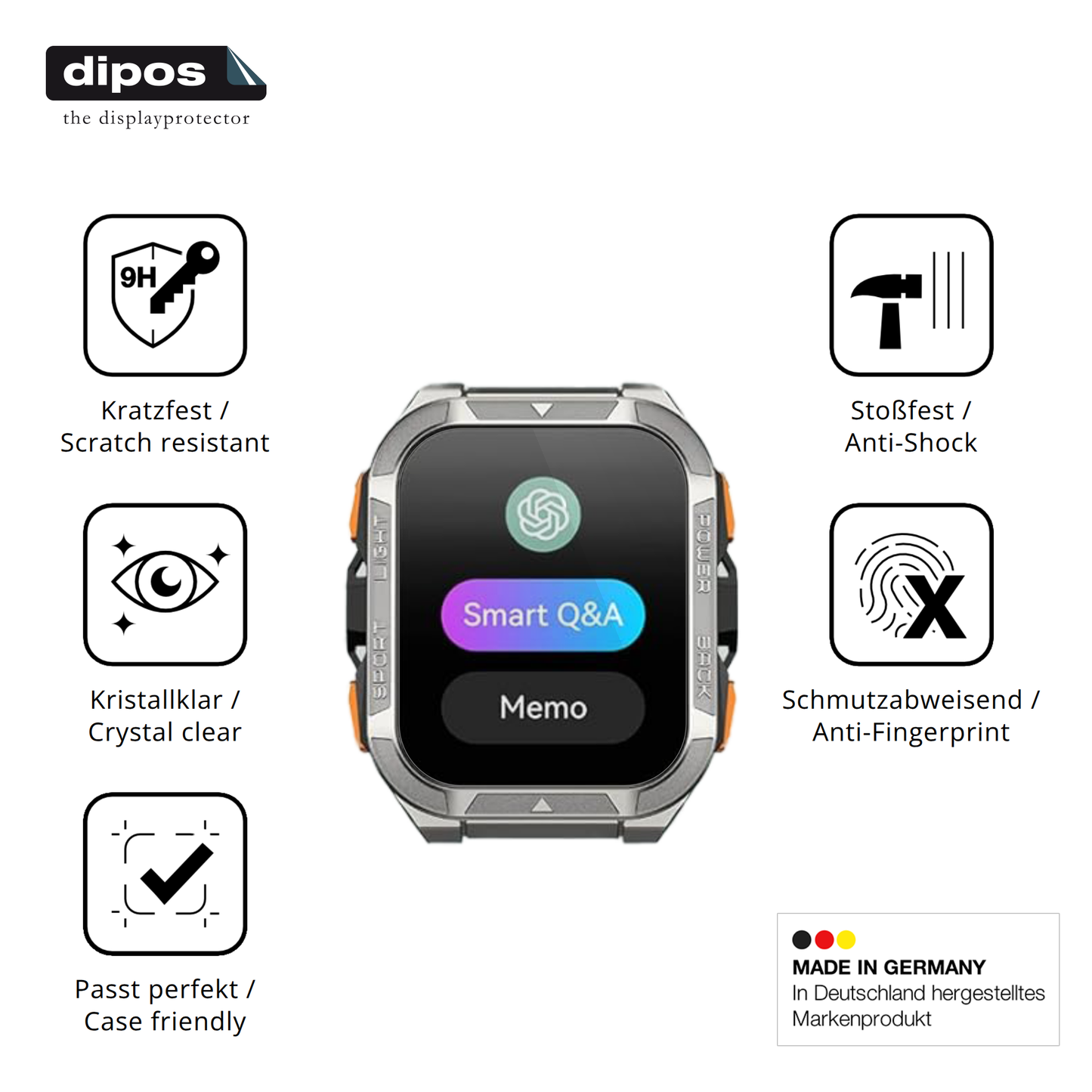 Displayschutz hergestellt in Deutschland, höchste Qualität made in Germany