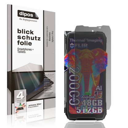 Blickschutzfolie von dipos passend für Blackview Xplore 1 Pro, präziser Zuschnitt und blasenfrei montiert