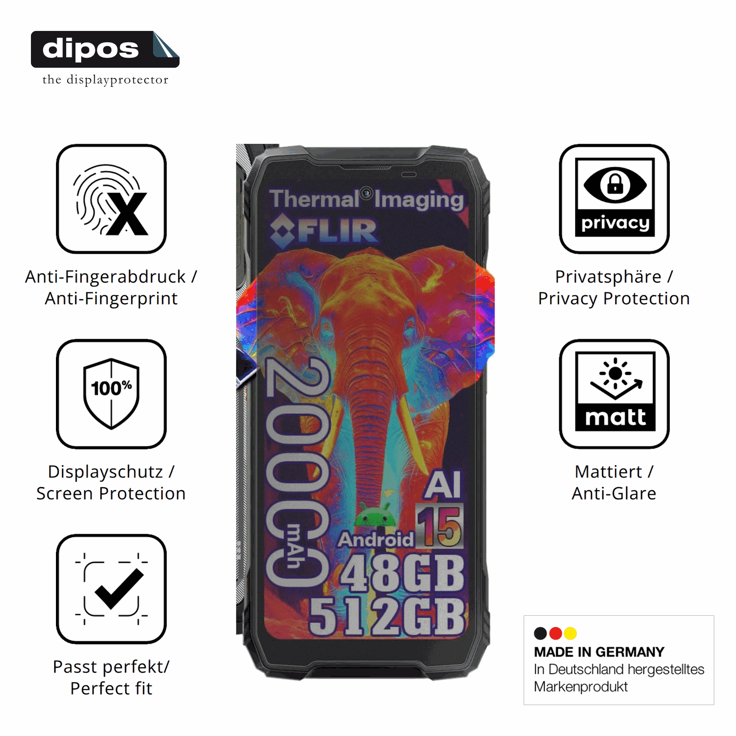 Privatsphäre-Schutz durch Sichtschutz-Folie passend zugeschnitten für Blackview Xplore 1 Pro