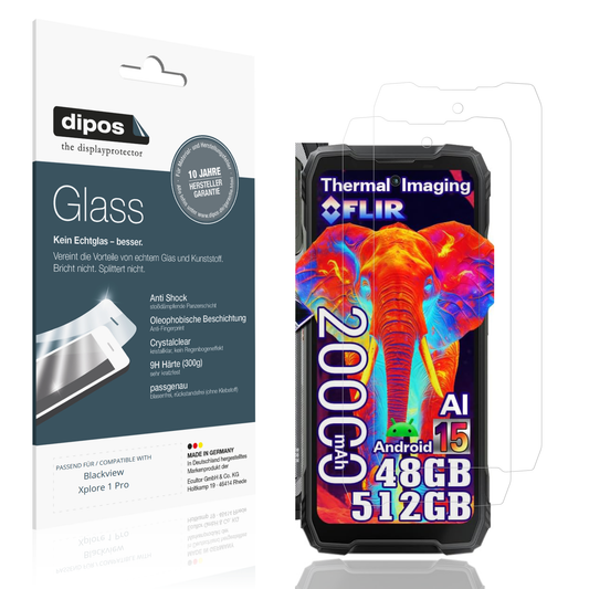 Klare Displayschutzfolie von dipos passend für Blackview Xplore 1 Pro, 9H kratzfest und blasenfrei montiert