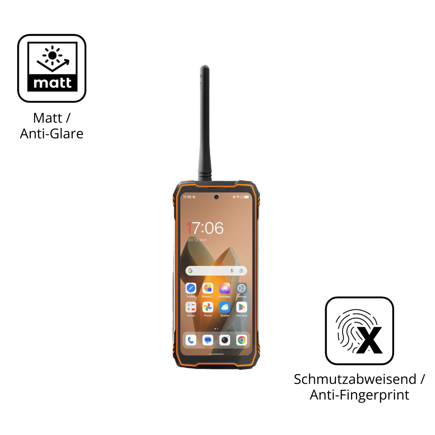 Dünne und entspiegelnde Folie passend zugeschnitten für Blackview Xplore 1 Walkie Talkie