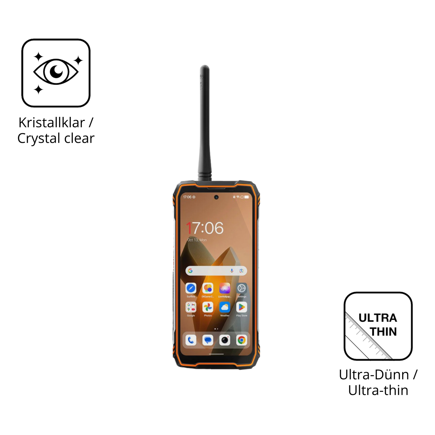 Dünne und klare Folie passend zugeschnitten für Blackview Xplore 1 Walkie Talkie