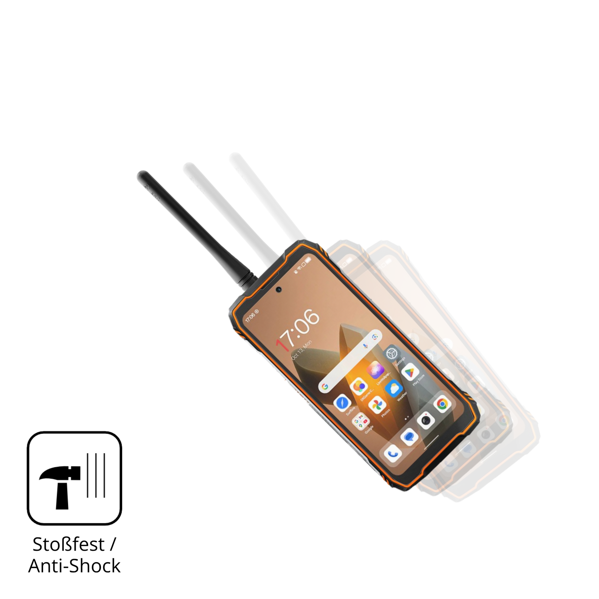 Schutz gegen Kratzer auf dem Blackview Xplore 1 Walkie Talkie Glas durch Schlüssel, Stöße gegen die Tischkante oder Stürze