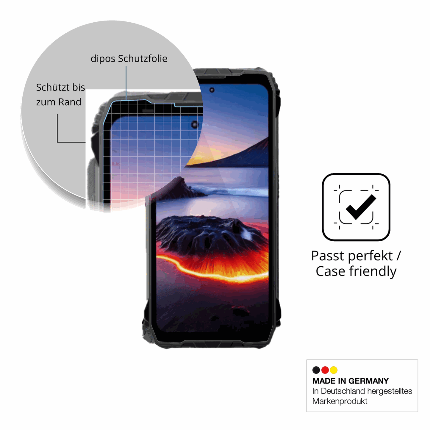 Besonders flexibler Displayschutz mit Anti-Shock-Schicht im Materialmix