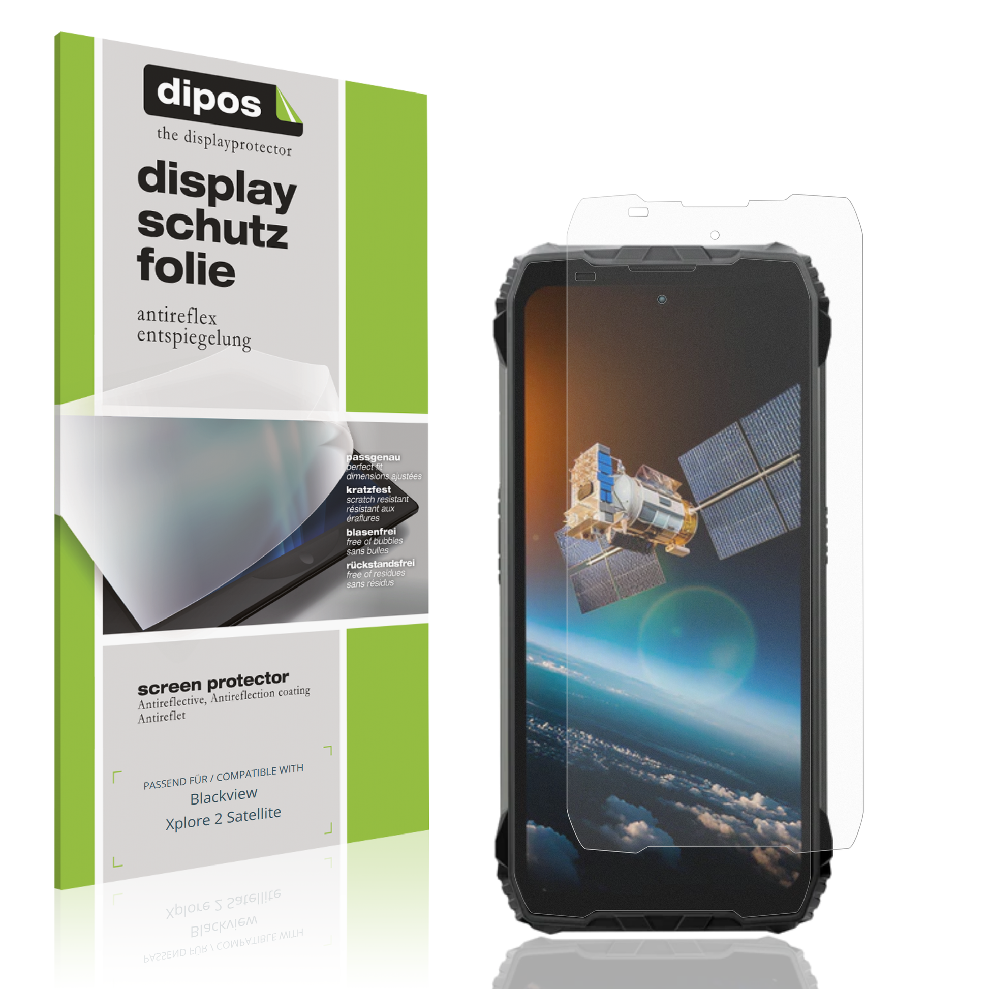 Matte Displayschutzfolie von dipos passend für blackviewxplore 2 satellite, präziser Zuschnitt und blasenfrei montiert