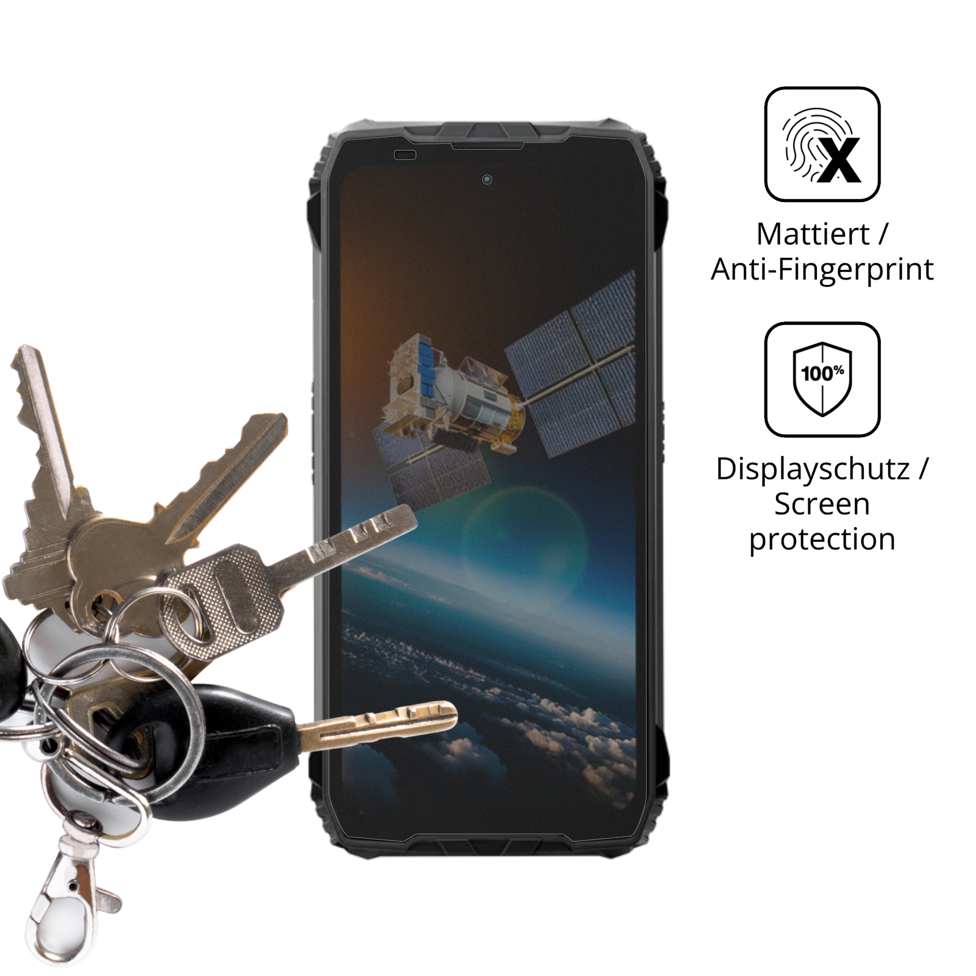 dipos Displayschutz für blackviewxplore 2 satellite, mattierte Oberfläche, Blickschutzfilter und perfekter Passform