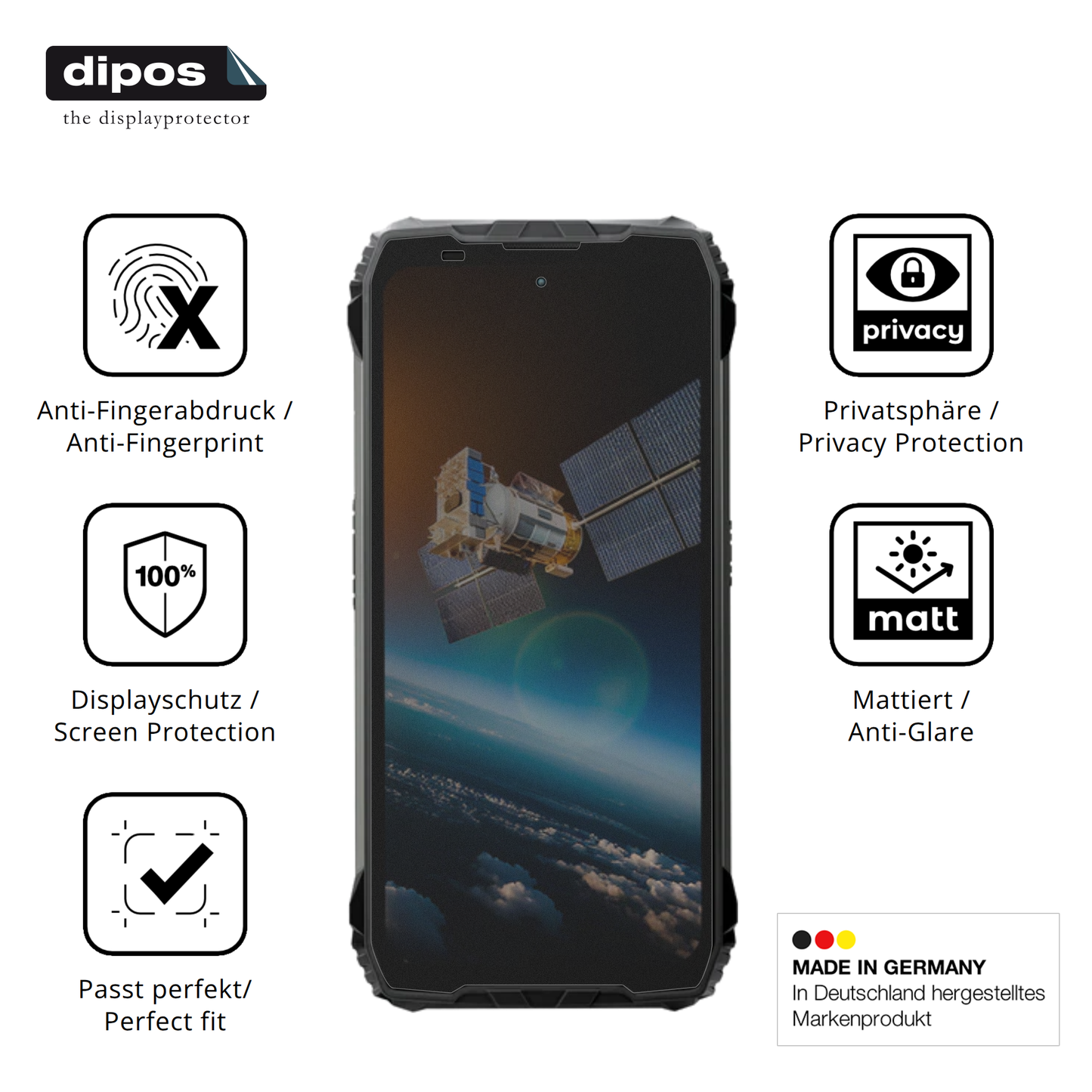 Privatsphäre-Schutz durch Sichtschutz-Folie passend zugeschnitten für blackviewxplore 2 satellite