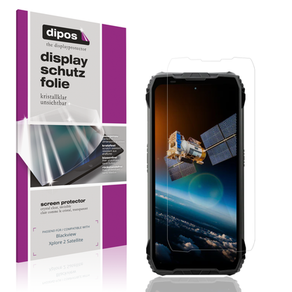 Klare Displayschutzfolie von dipos passend für blackviewxplore 2 satellite, präziser Zuschnitt und blasenfrei montiert
