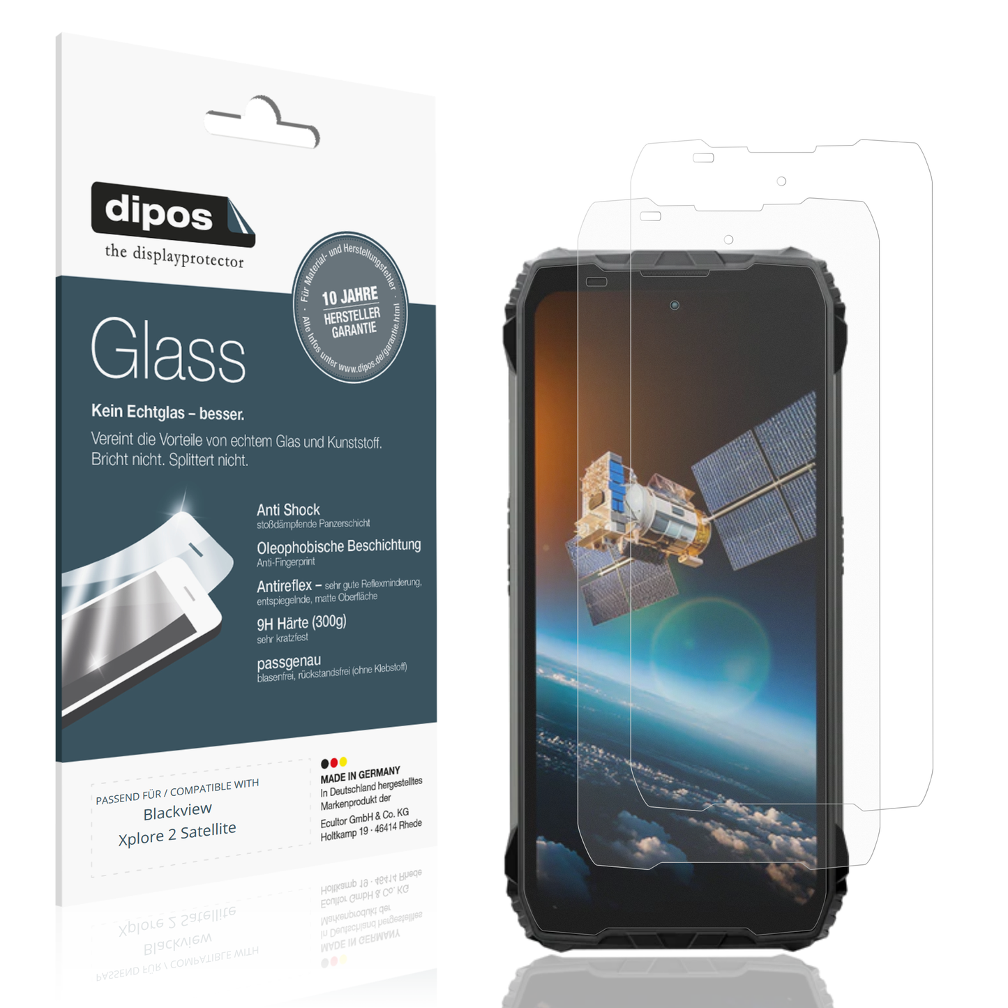 Matte Displayschutzfolie von dipos passend für blackviewxplore 2 satellite, 9H kratzfest und blasenfrei montiert