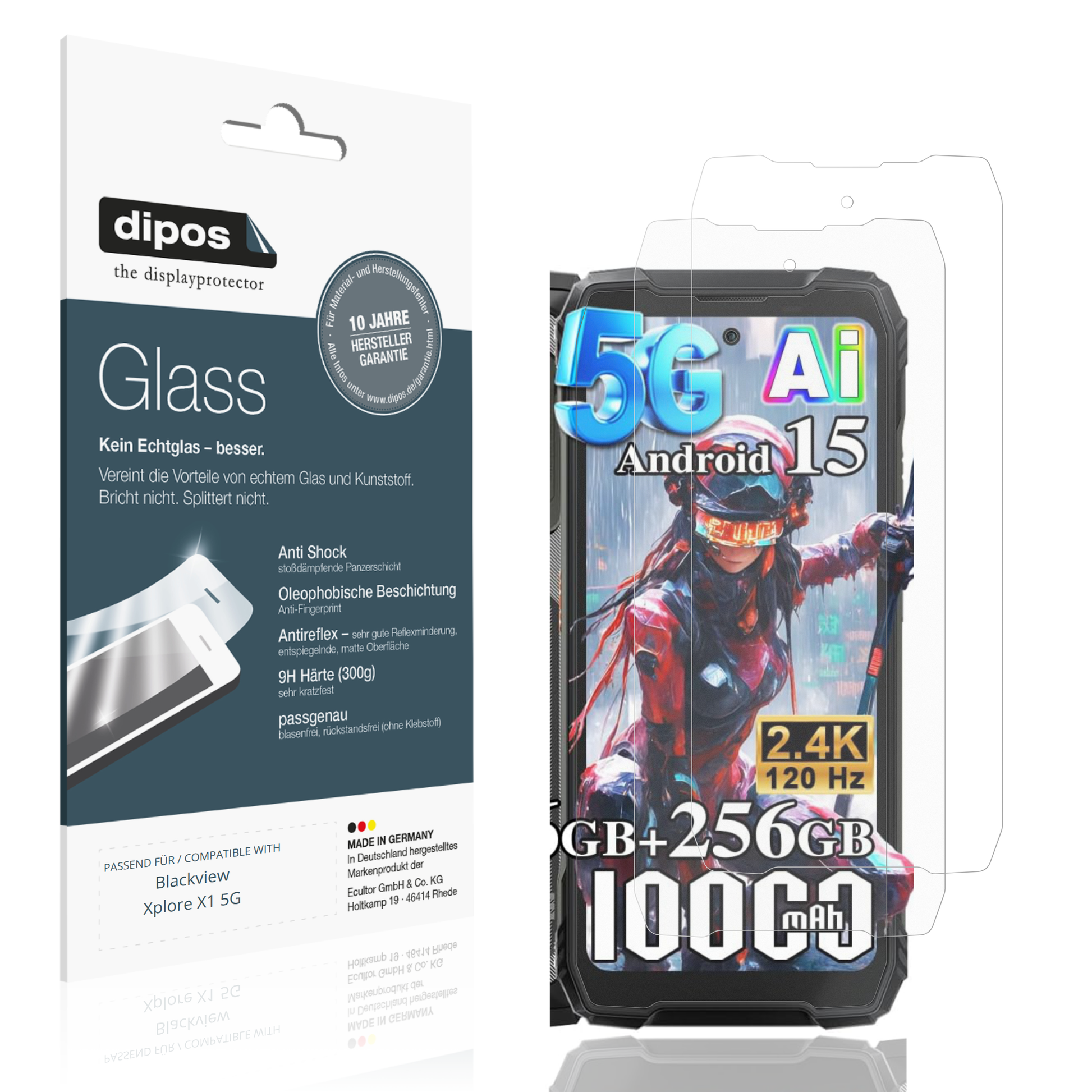 Matte Displayschutzfolie von dipos passend für Blackview Xplore X1 5G, 9H kratzfest und blasenfrei montiert