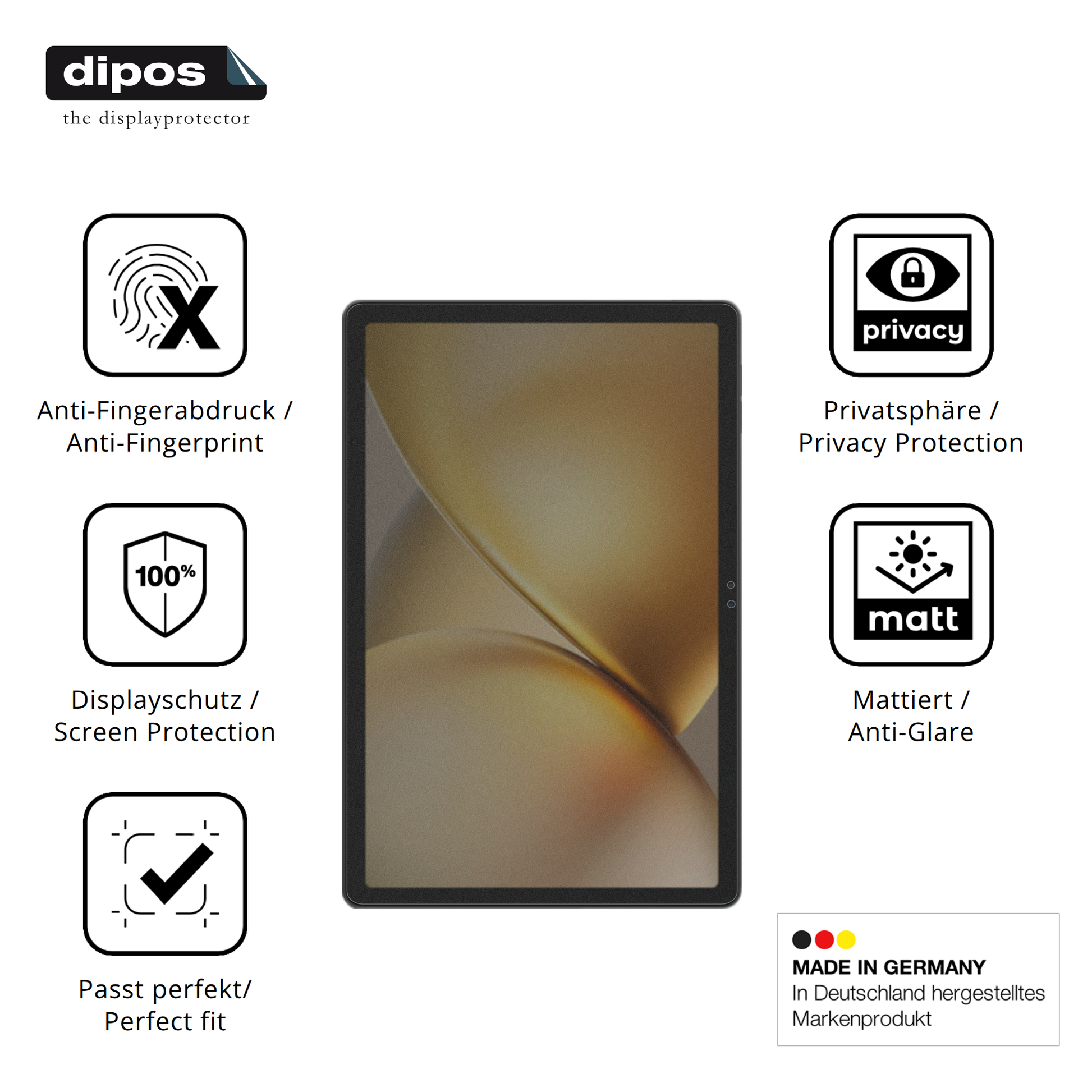 Privatsphäre-Schutz durch Sichtschutz-Folie passend zugeschnitten für Blackview Zeno 10 11 Zoll