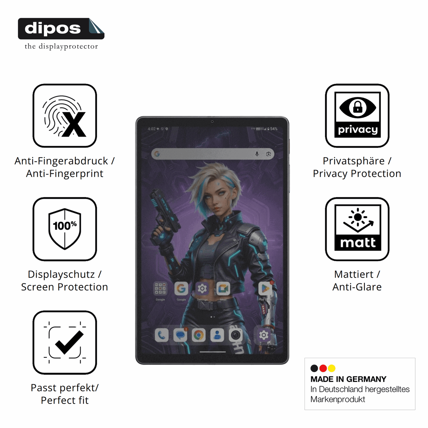 Privatsphäre-Schutz durch Sichtschutz-Folie passend zugeschnitten für Alldocube iPlay 80 mini Ultra