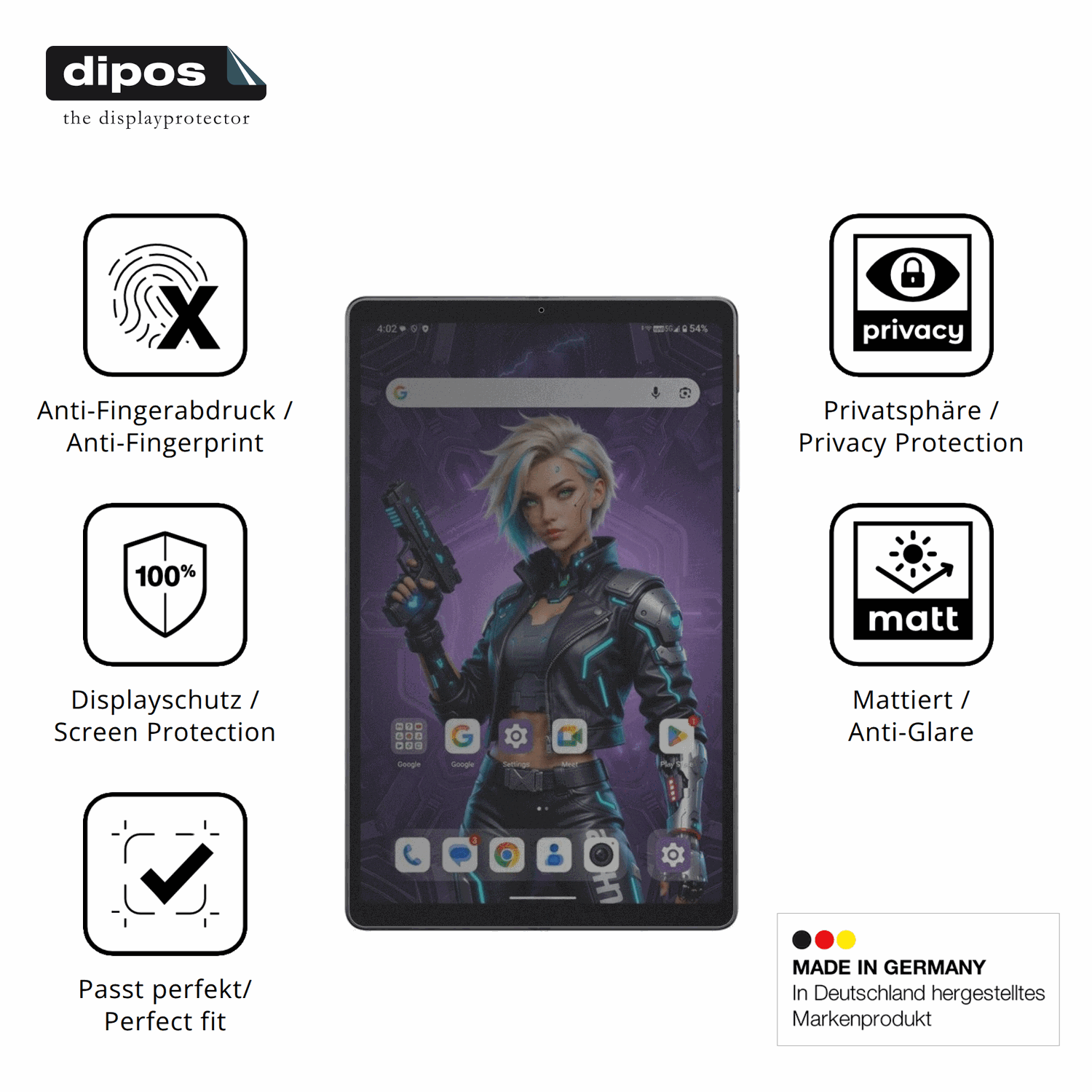 Privatsphäre-Schutz durch Sichtschutz-Folie passend zugeschnitten für Alldocube iPlay 80 mini Ultra