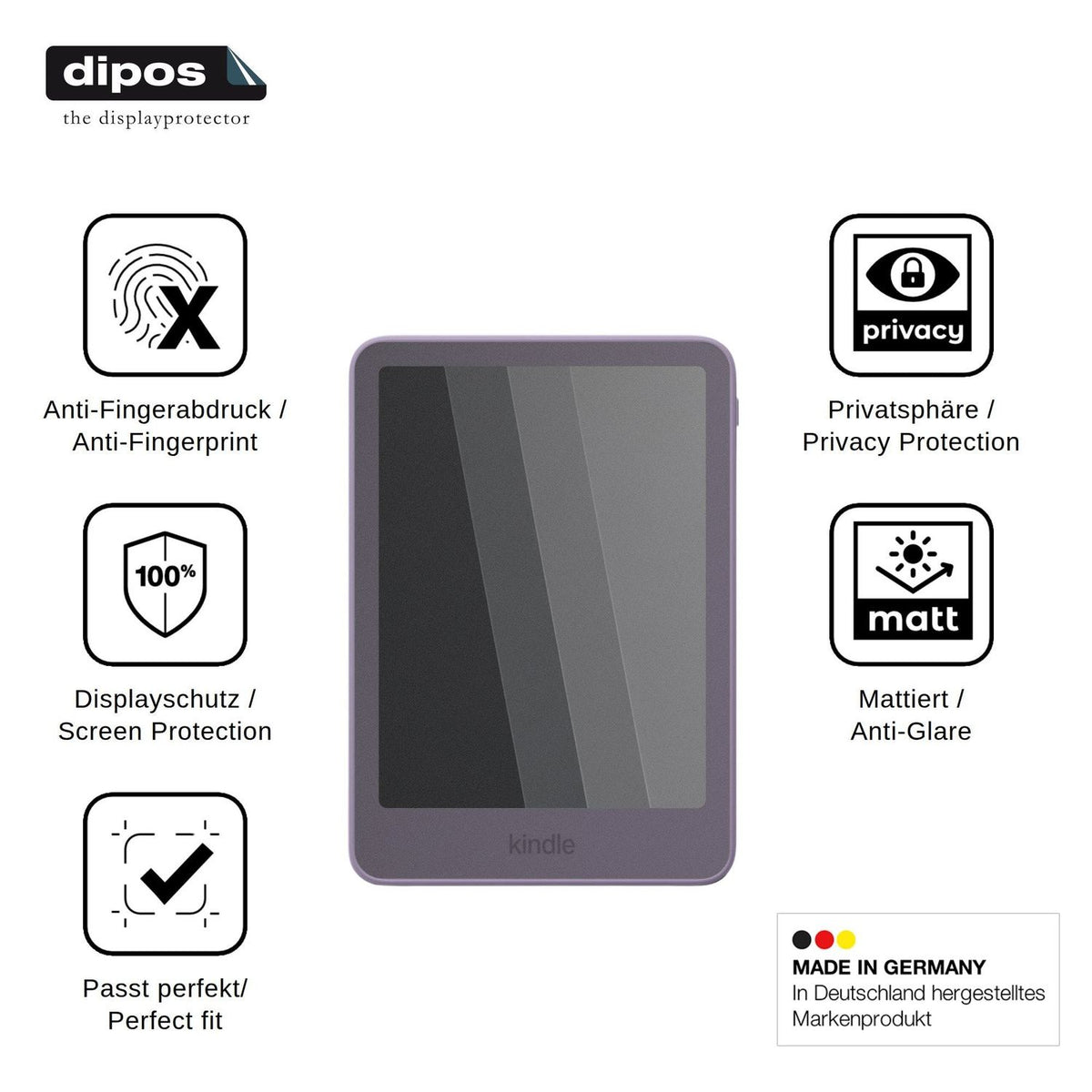 Blickschutzfolie für Amazon Kindle Paperwhite 2026 matt Schutzfolie Privacy
