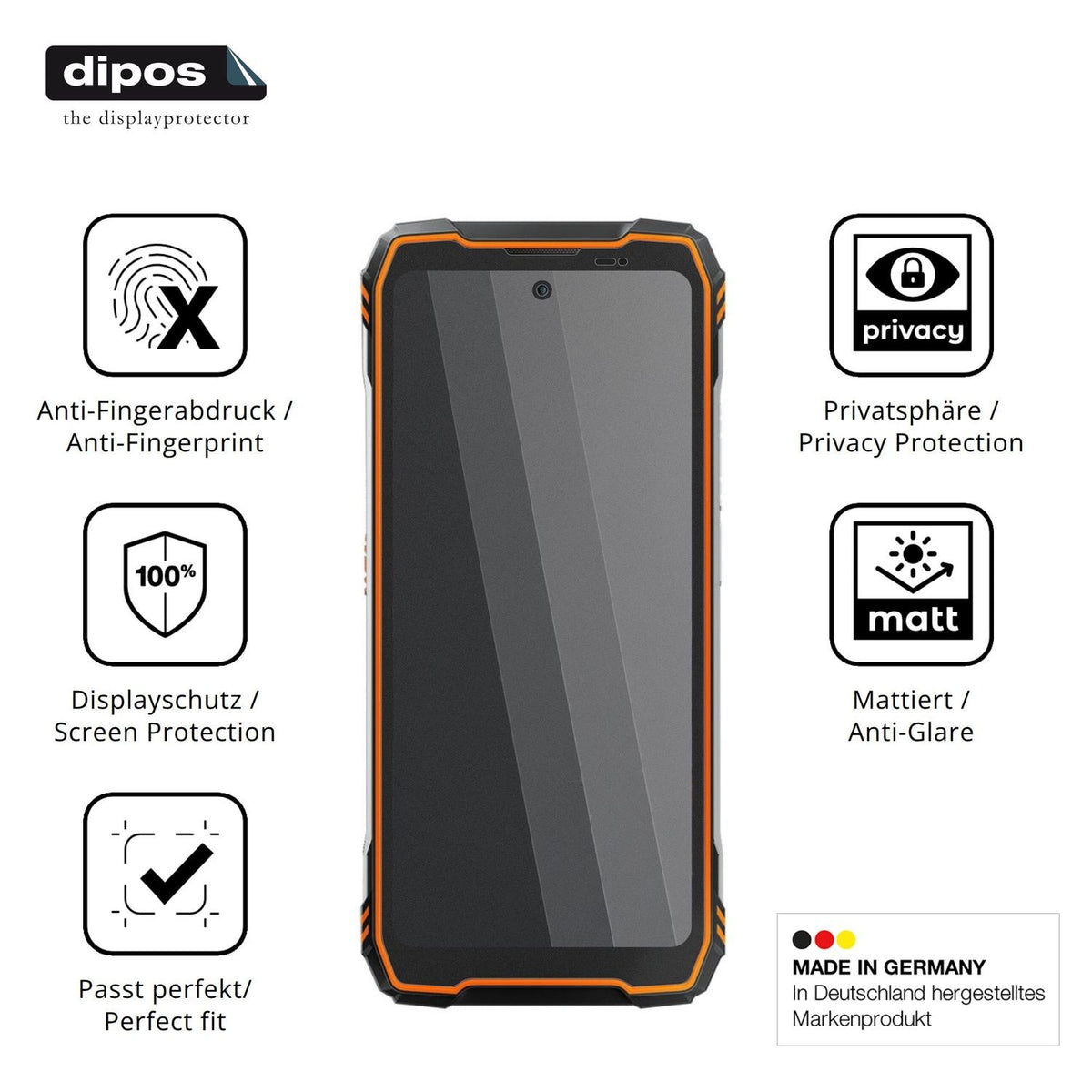 Privatsphäre-Schutz durch Sichtschutz-Folie passend zugeschnitten für Blackview Xplore X1 Pro