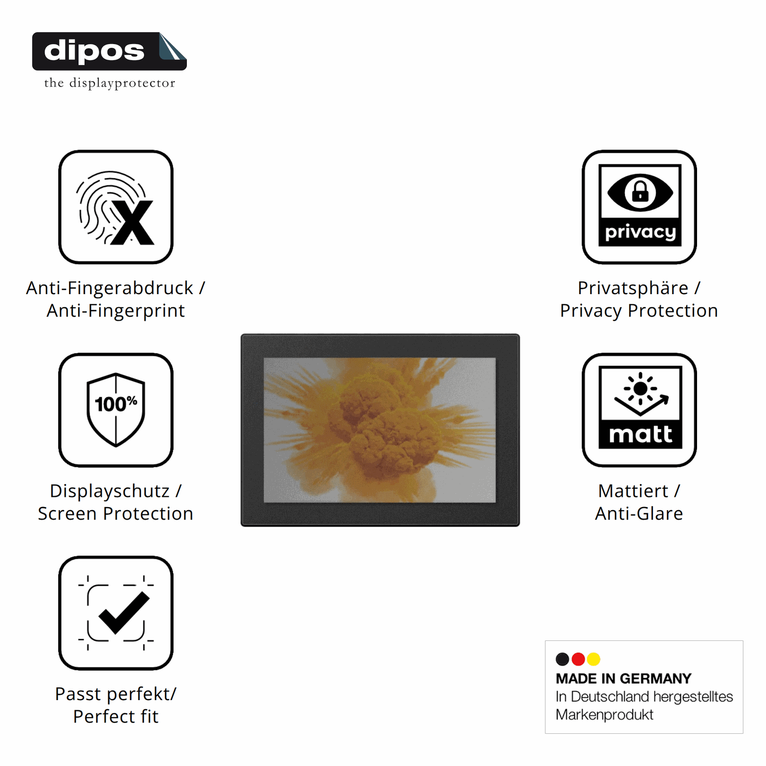 Privatsphäre-Schutz durch Sichtschutz-Folie passend zugeschnitten für CrossControl CCpilot V1200