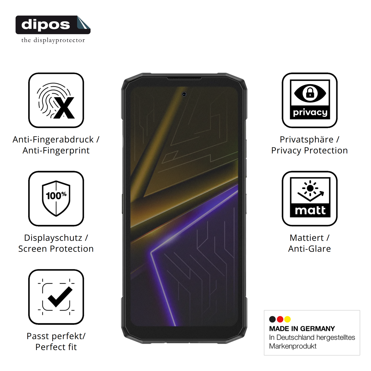 Privatsphäre-Schutz durch Sichtschutz-Folie passend zugeschnitten für Doogee Blade 20 Max
