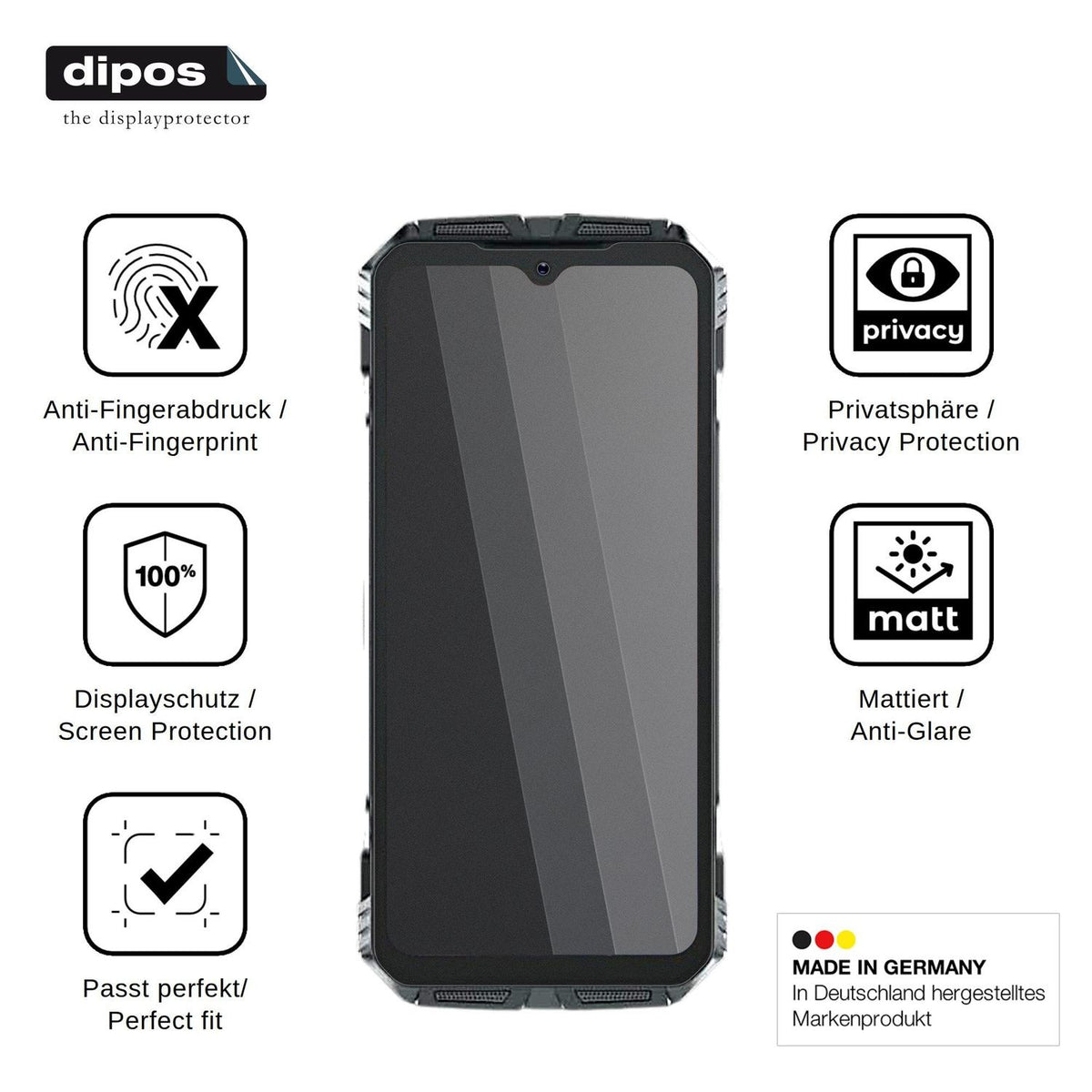 Blickschutzfolie für Doogee S118 Plus matt Schutzfolie Privacy