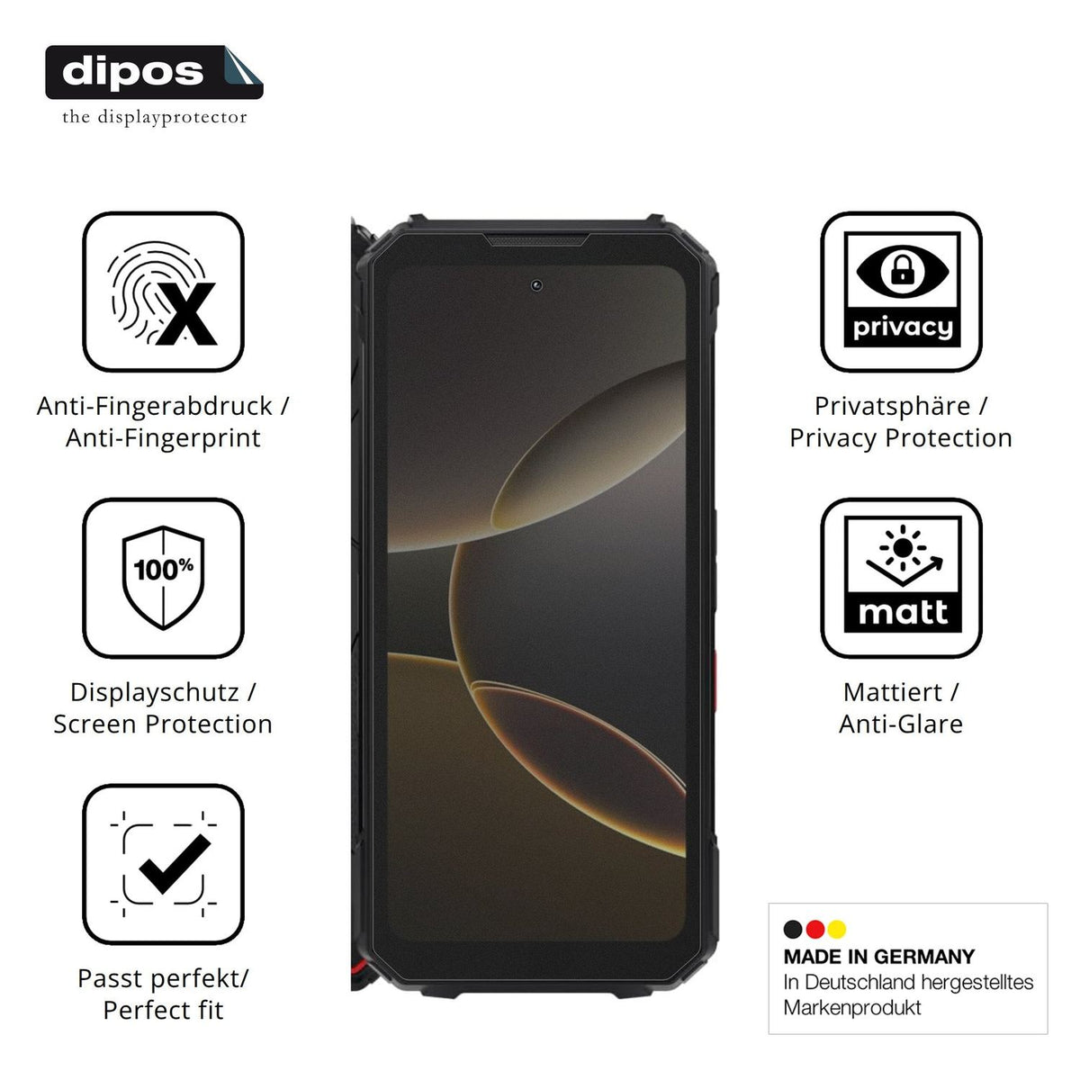 Privatsphäre-Schutz durch Sichtschutz-Folie passend zugeschnitten für DOOGEE V Max LR 5G
