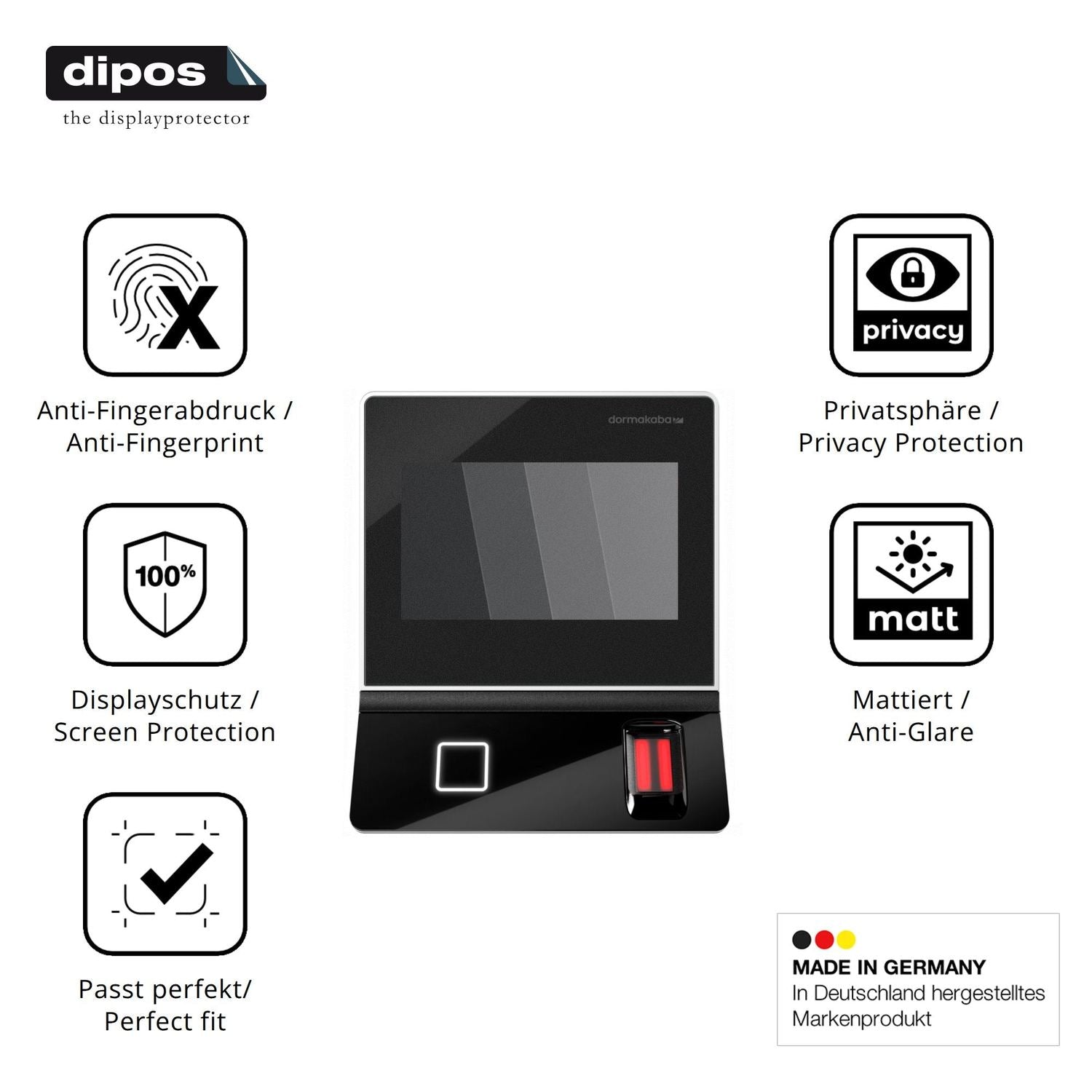 Privatsphäre-Schutz durch Sichtschutz-Folie passend zugeschnitten für Dormakaba Terminal 96 00