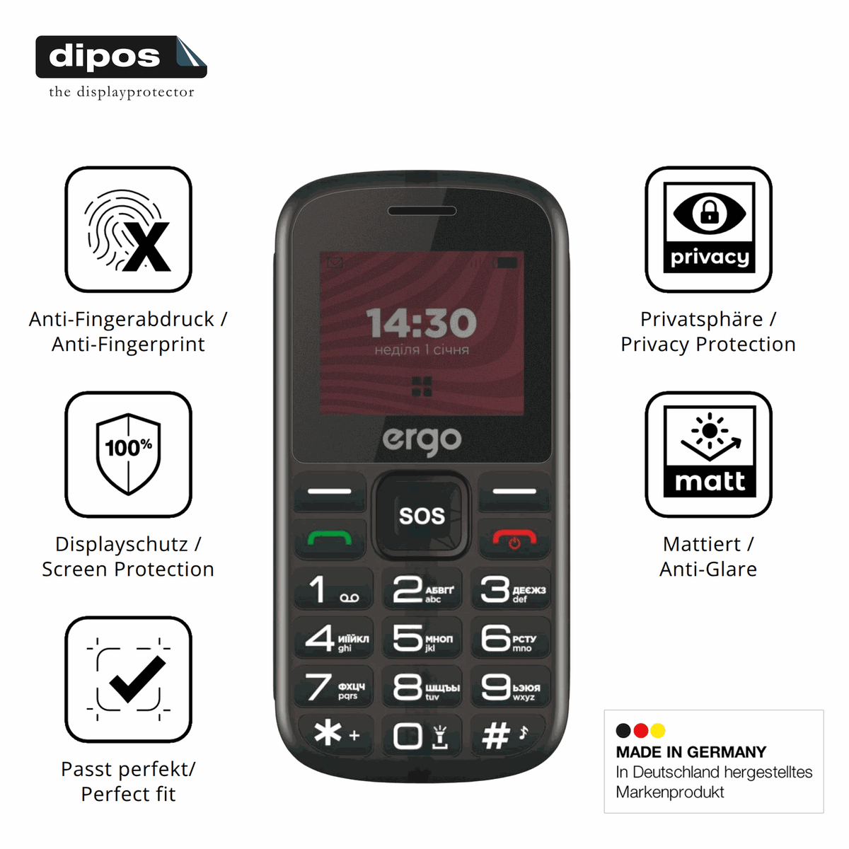 Privatsphäre-Schutz durch Sichtschutz-Folie passend zugeschnitten für Ergo R202