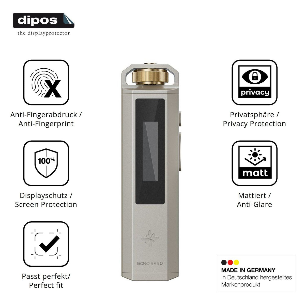 Privatsphäre-Schutz durch Sichtschutz-Folie passend zugeschnitten für FiiO SnowSky Echo Nano