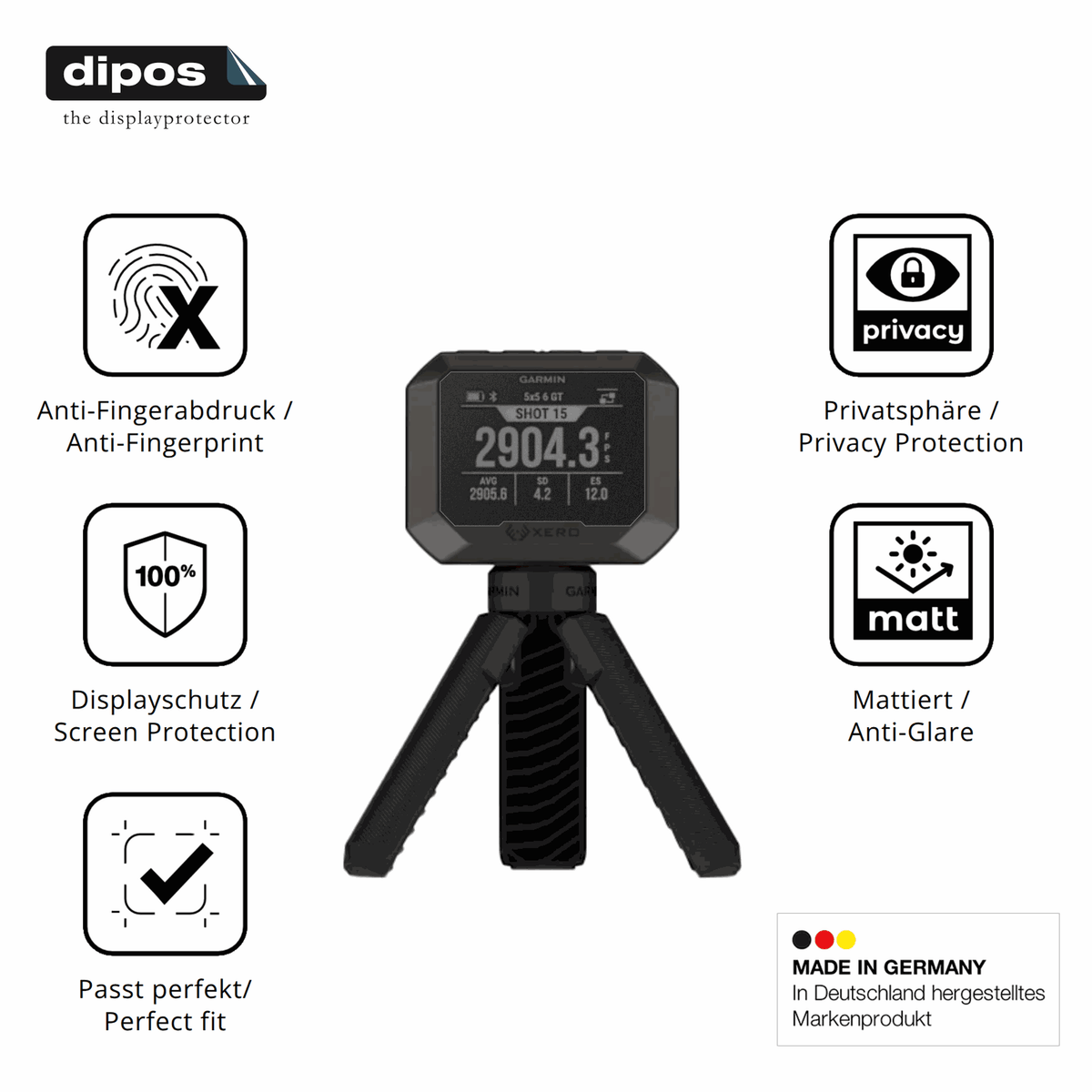 Privatsphäre-Schutz durch Sichtschutz-Folie passend zugeschnitten für Garmin Xero C2
