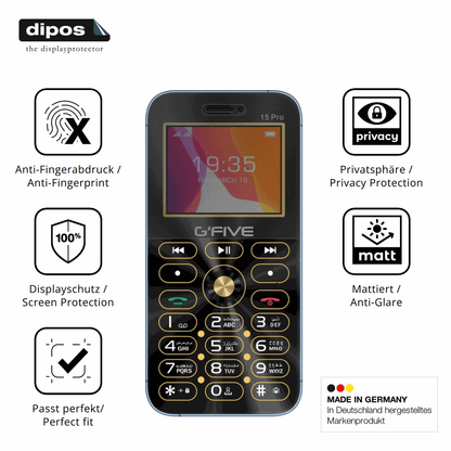 Privatsphäre-Schutz durch Sichtschutz-Folie passend zugeschnitten für GFive 15 Pro