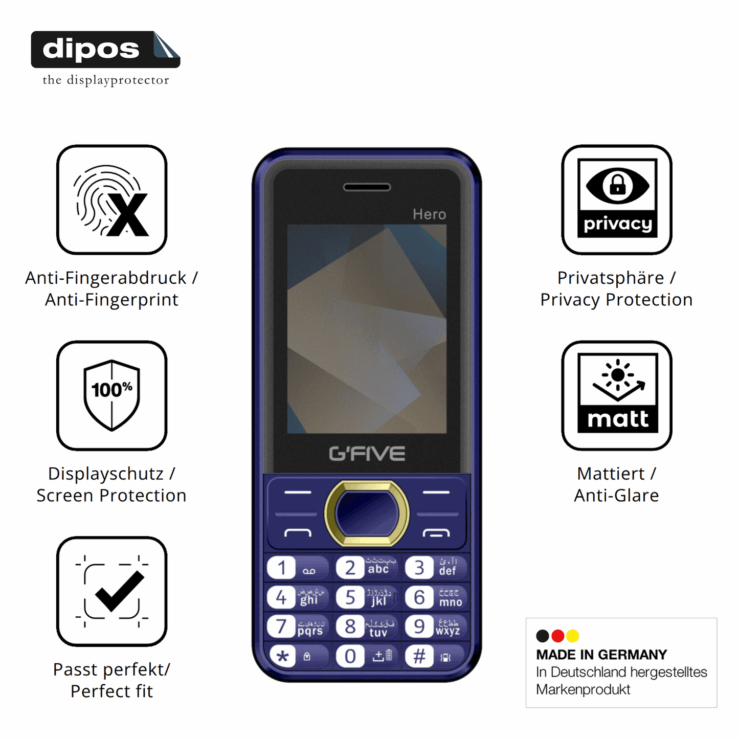 Privatsphäre-Schutz durch Sichtschutz-Folie passend zugeschnitten für GFive Hero New