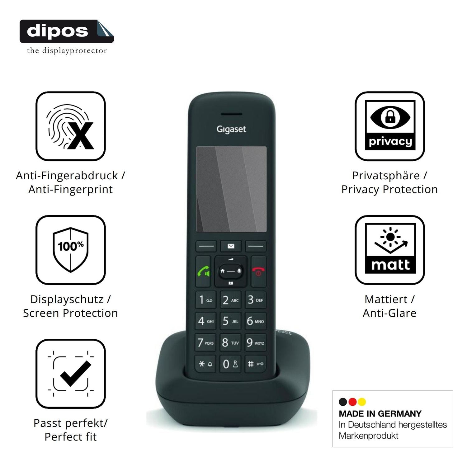 Privatsphäre-Schutz durch Sichtschutz-Folie passend zugeschnitten für Gigaset C575A