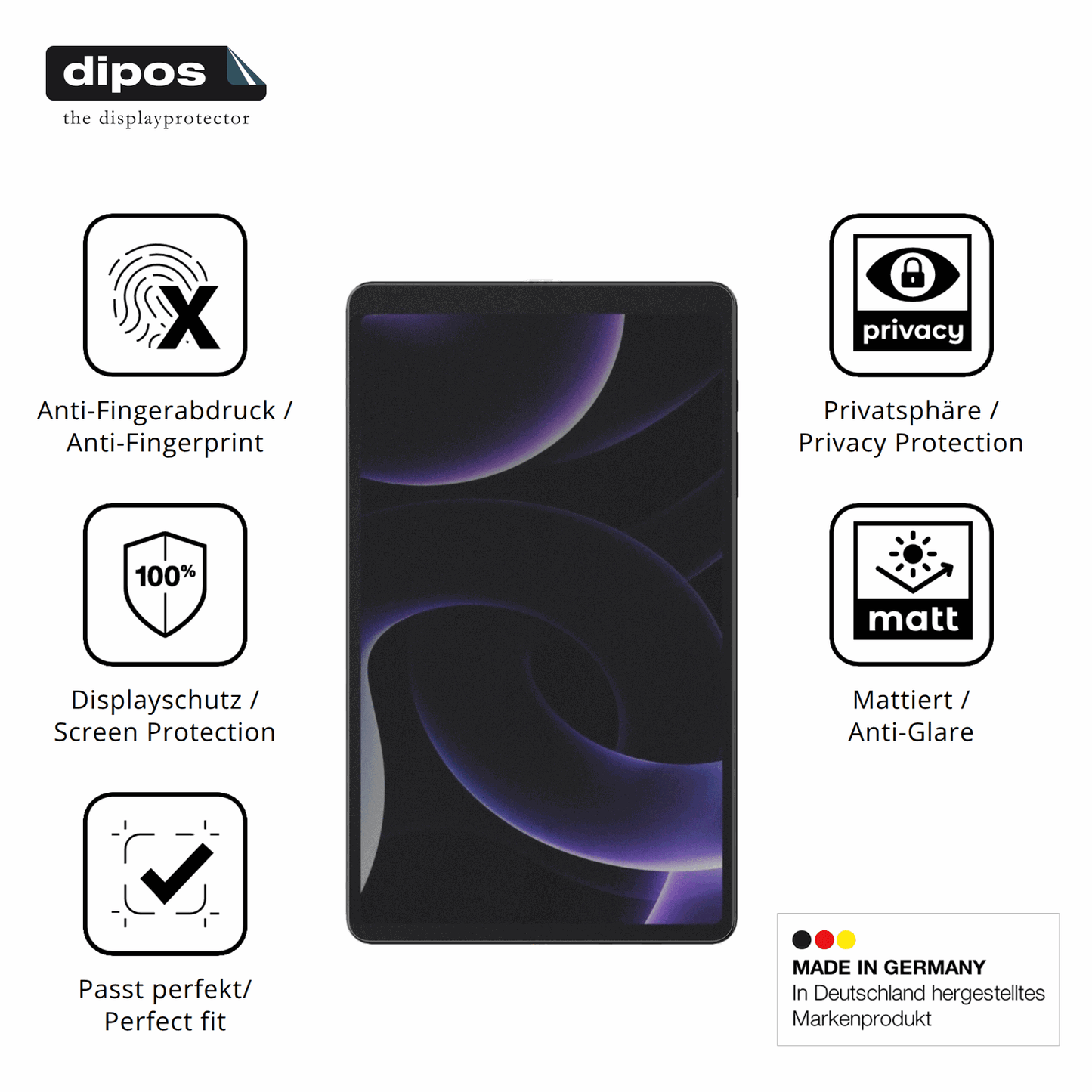 Privatsphäre-Schutz durch Sichtschutz-Folie passend zugeschnitten für Headwolf FPad 6 SE