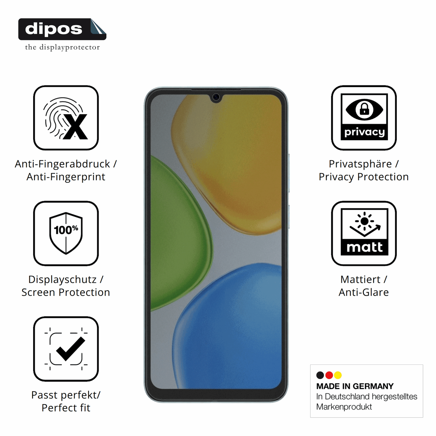 Privatsphäre-Schutz durch Sichtschutz-Folie passend zugeschnitten für Honor Play 80