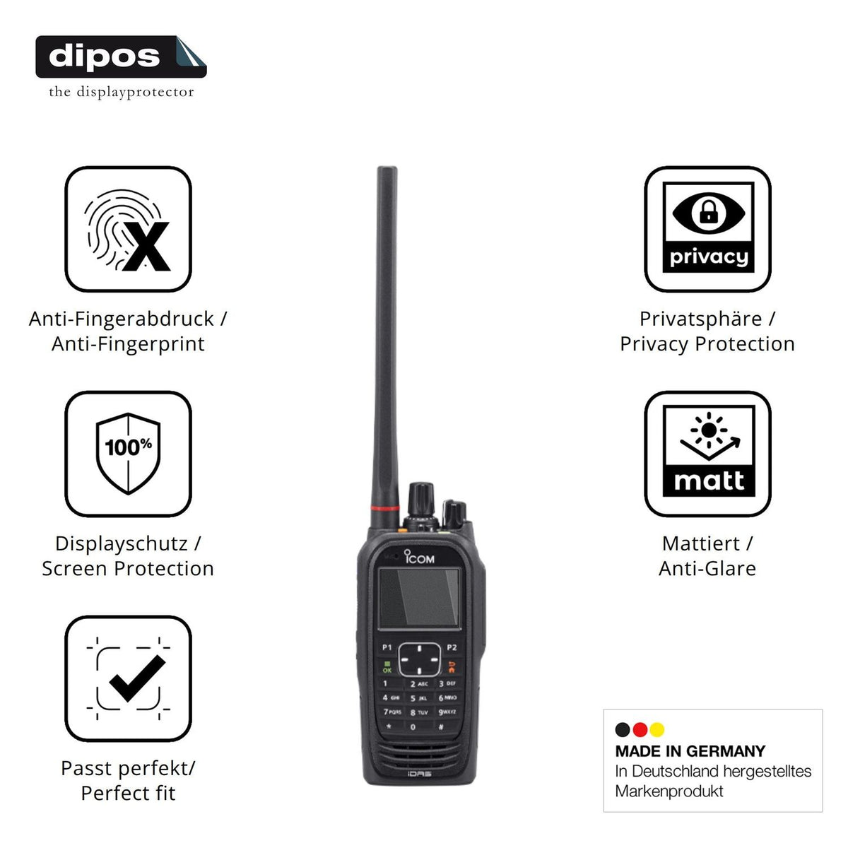 Privatsphäre-Schutz durch Sichtschutz-Folie passend zugeschnitten für Icom IC-F4400DT