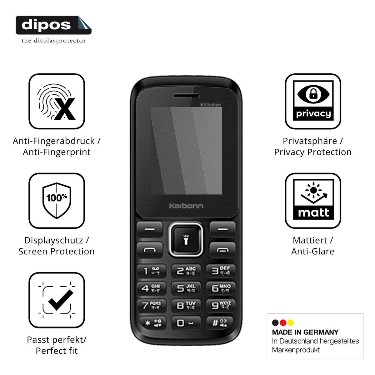 Privatsphäre-Schutz durch Sichtschutz-Folie passend zugeschnitten für Karbonn K1 Indian