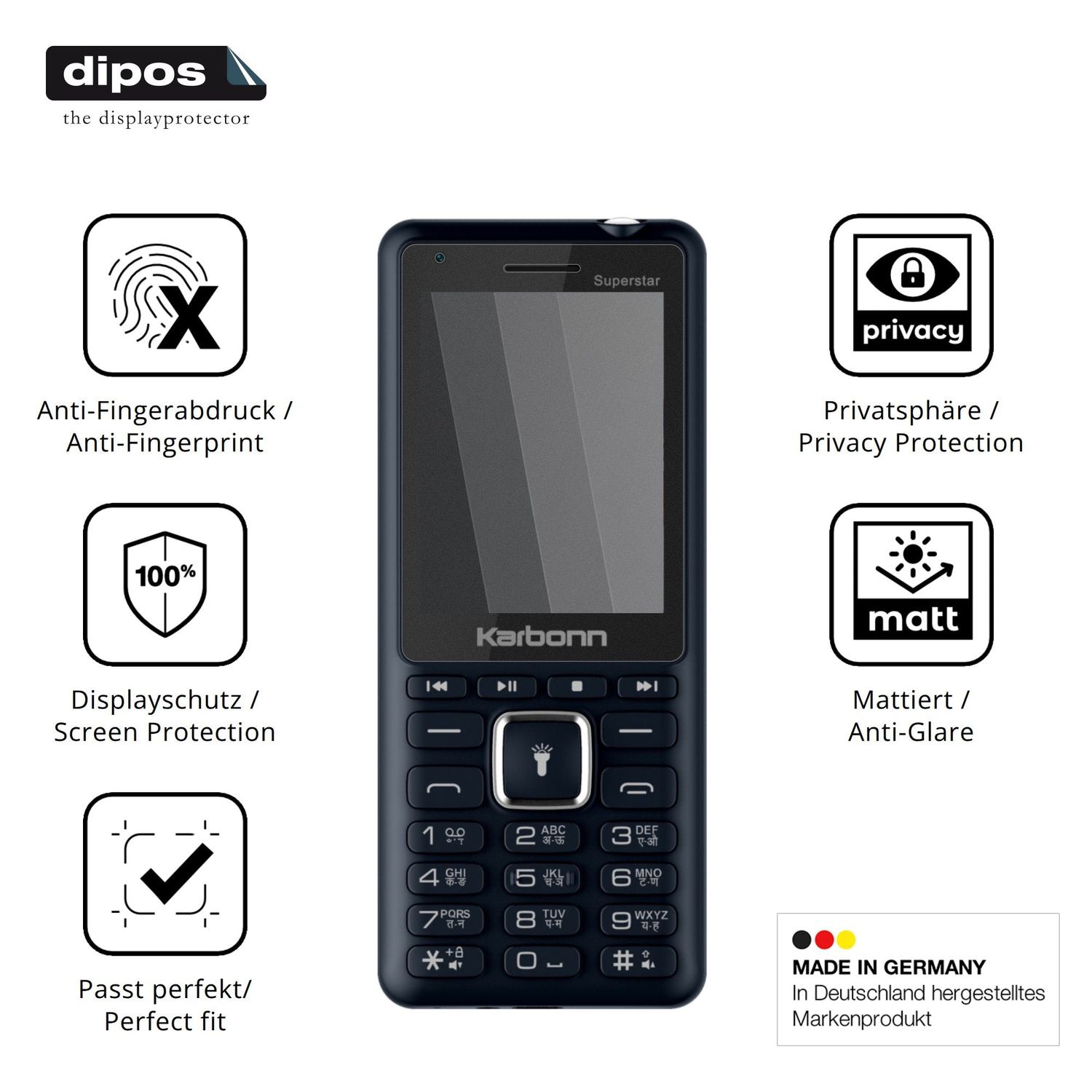 Privatsphäre-Schutz durch Sichtschutz-Folie passend zugeschnitten für Karbonn K111 Superstar