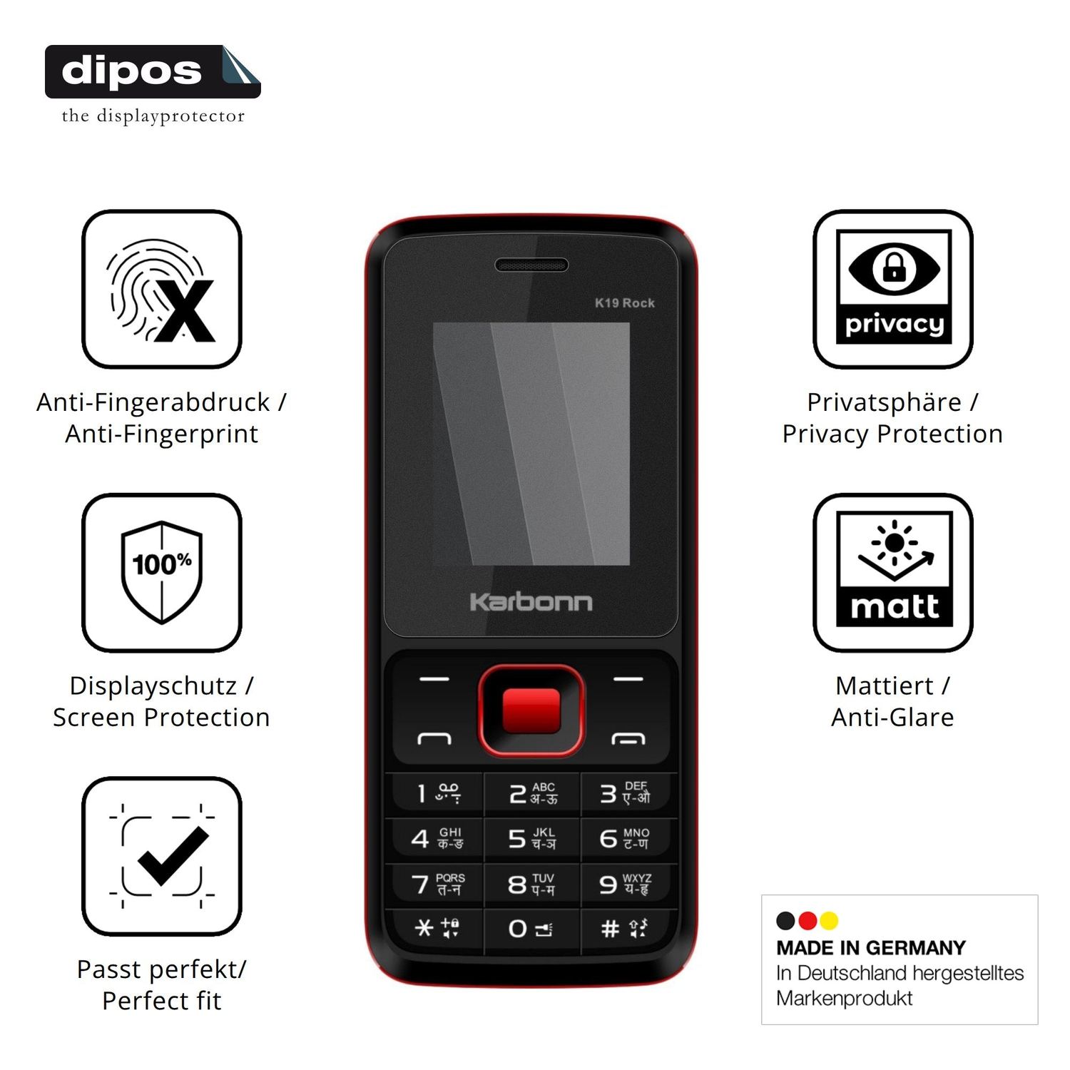 Privatsphäre-Schutz durch Sichtschutz-Folie passend zugeschnitten für Karbonn K19 Rock