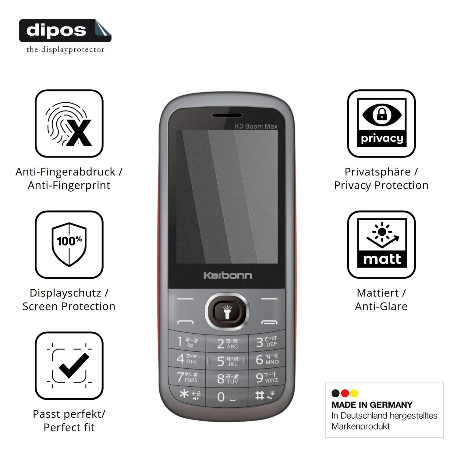 Privatsphäre-Schutz durch Sichtschutz-Folie passend zugeschnitten für Karbonn K3 Boom Max