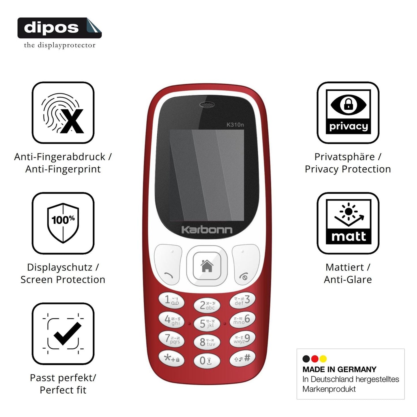 Privatsphäre-Schutz durch Sichtschutz-Folie passend zugeschnitten für Karbonn K310n
