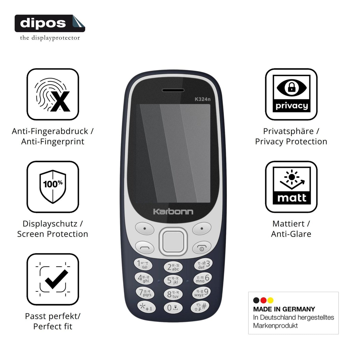 Privatsphäre-Schutz durch Sichtschutz-Folie passend zugeschnitten für Karbonn K324n