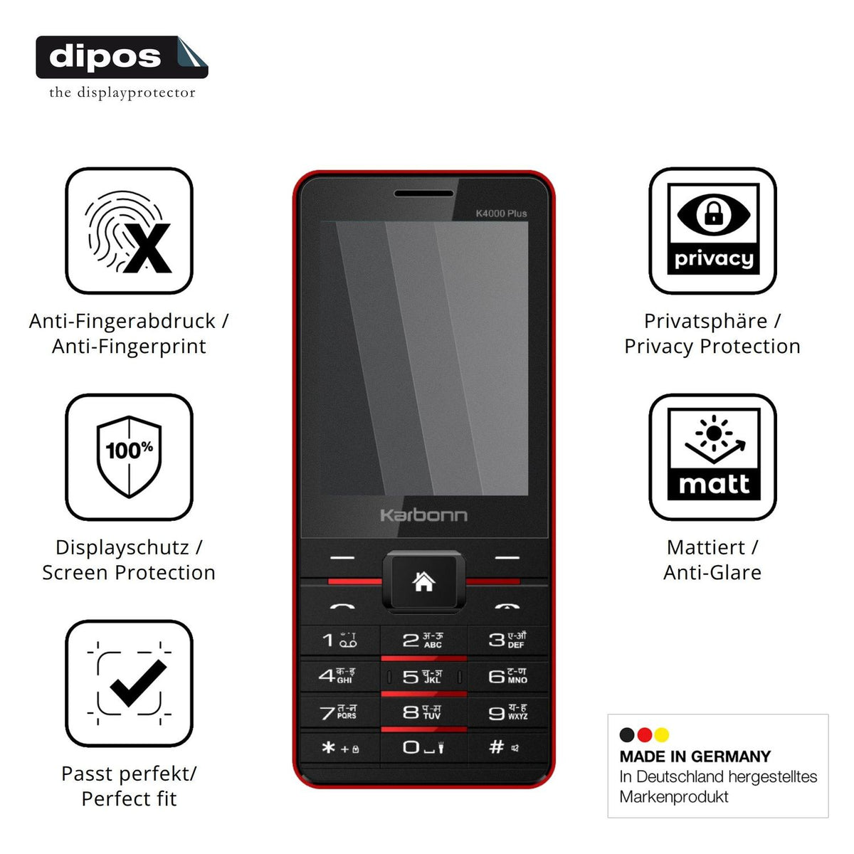Privatsphäre-Schutz durch Sichtschutz-Folie passend zugeschnitten für Karbonn K4000 Plus