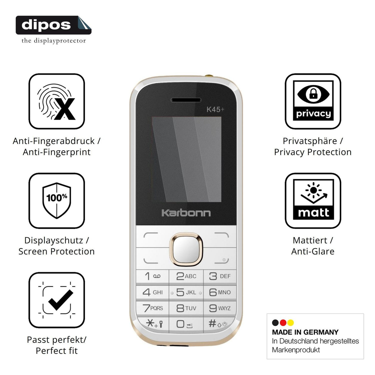 Privatsphäre-Schutz durch Sichtschutz-Folie passend zugeschnitten für Karbonn K45 Plus
