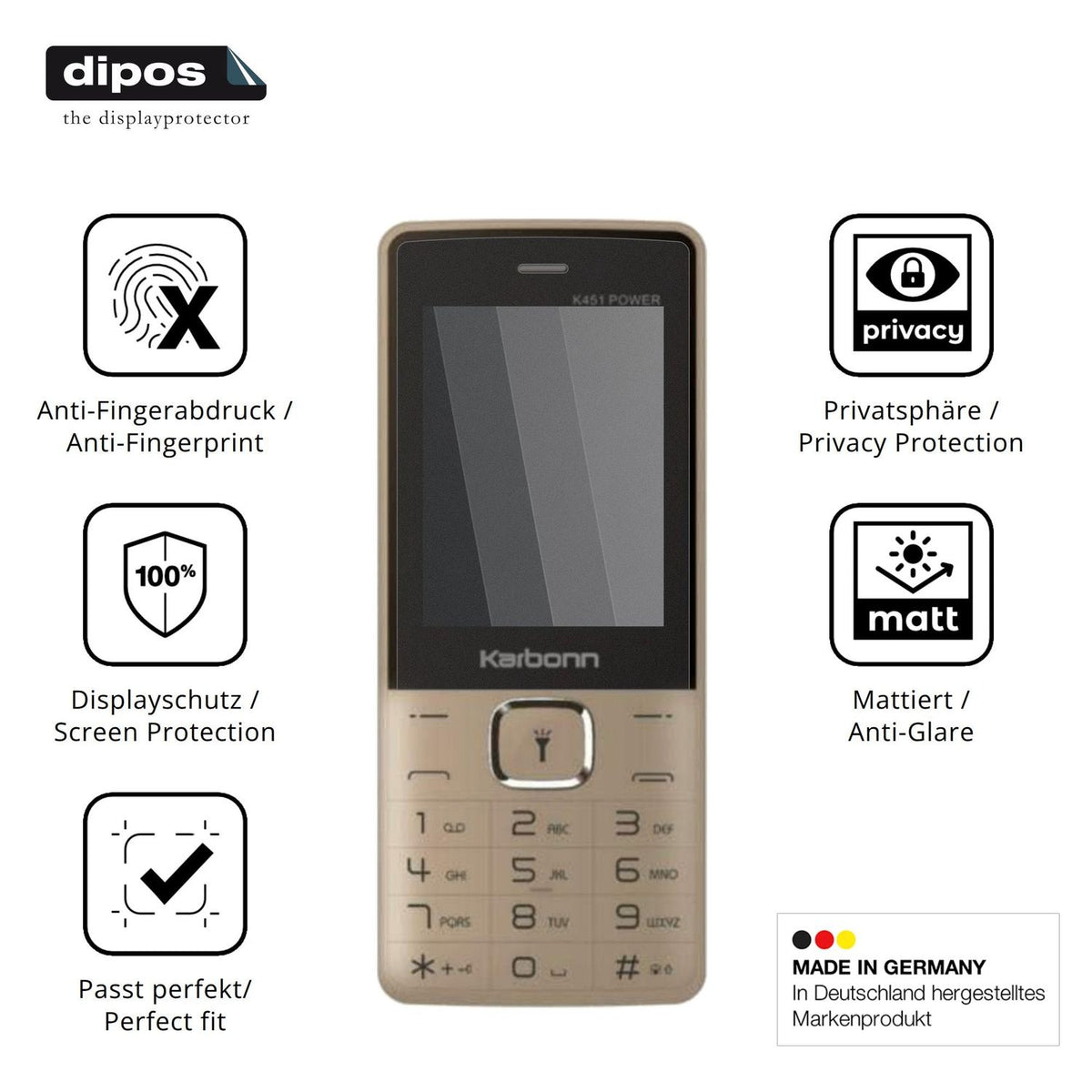 Privatsphäre-Schutz durch Sichtschutz-Folie passend zugeschnitten für Karbonn K451 Power