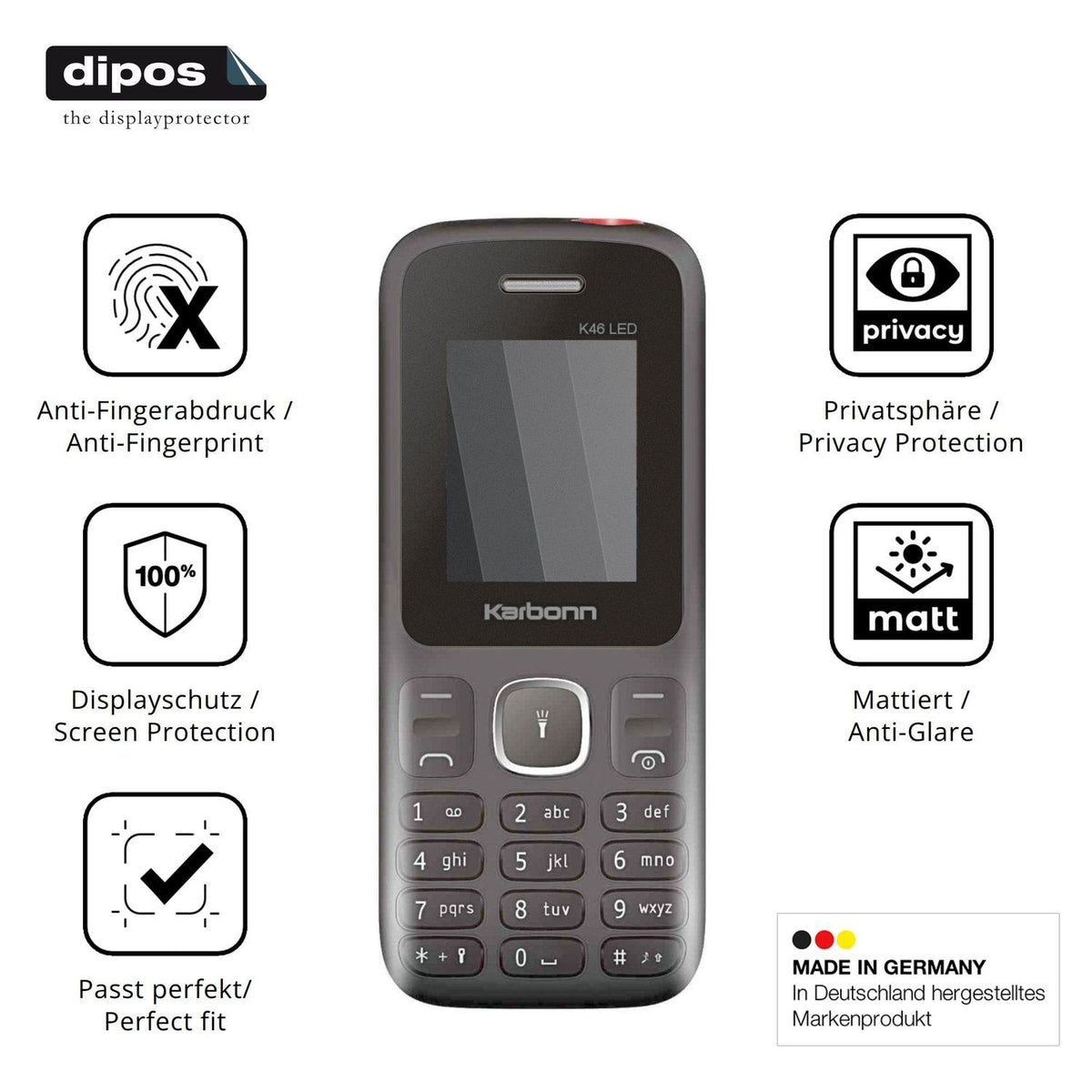 Privatsphäre-Schutz durch Sichtschutz-Folie passend zugeschnitten für Karbonn K46 LED