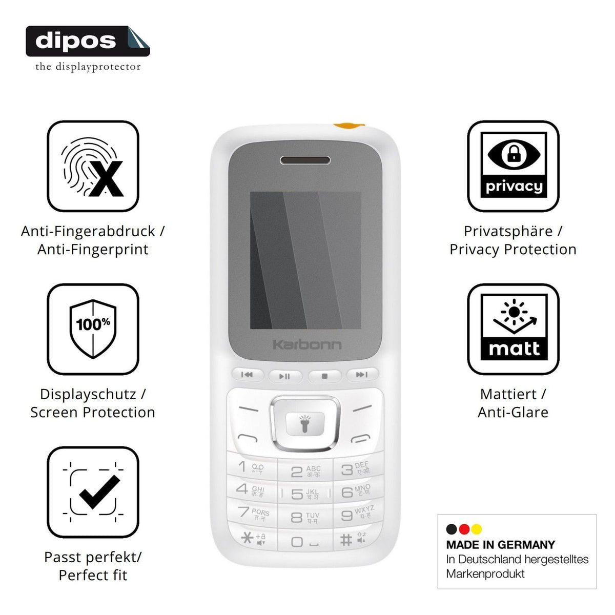 Privatsphäre-Schutz durch Sichtschutz-Folie passend zugeschnitten für Karbonn K7 Power