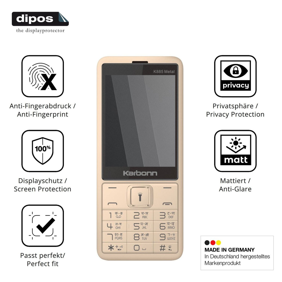 Privatsphäre-Schutz durch Sichtschutz-Folie passend zugeschnitten für Karbonn K885 Metal