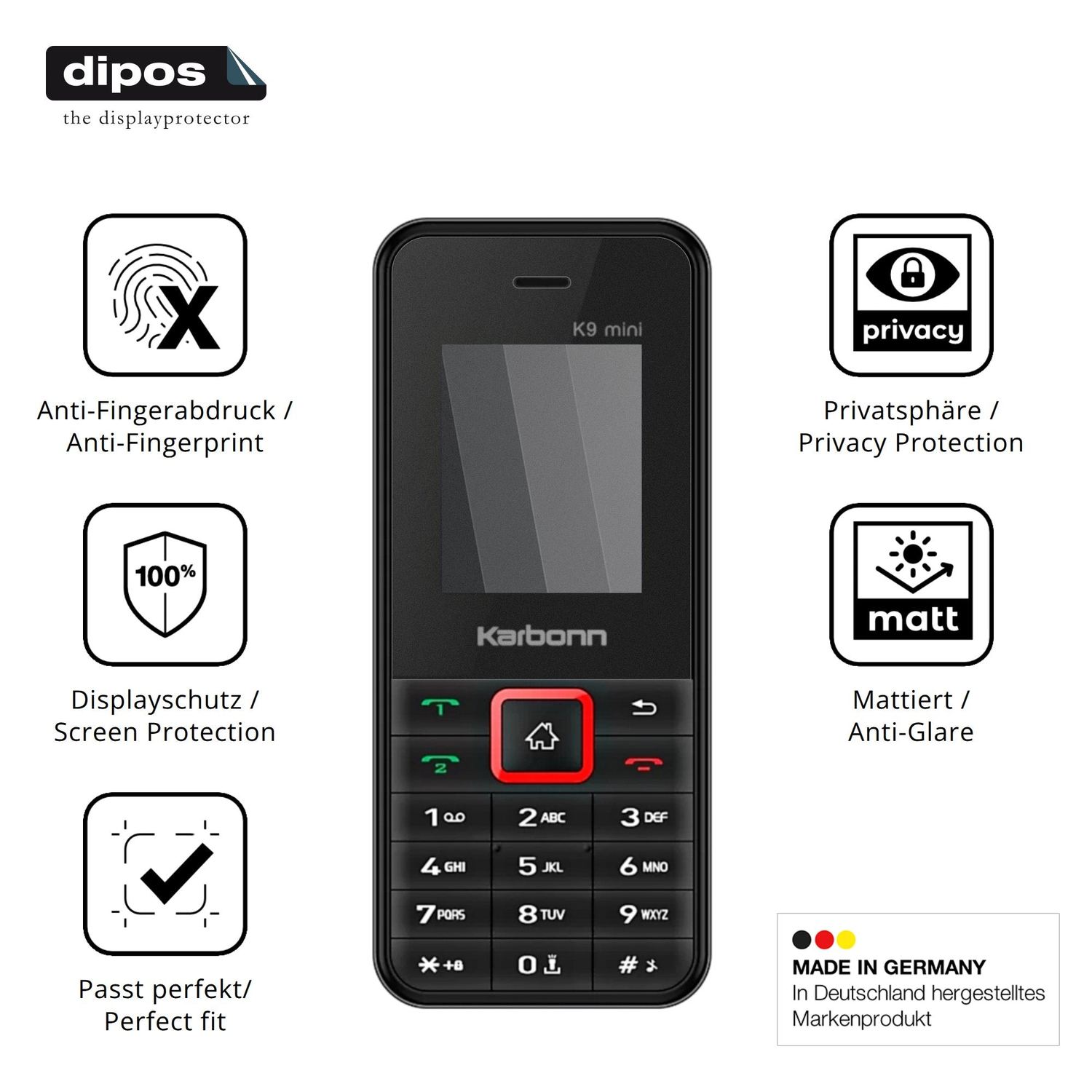 Privatsphäre-Schutz durch Sichtschutz-Folie passend zugeschnitten für Karbonn K9 Mini